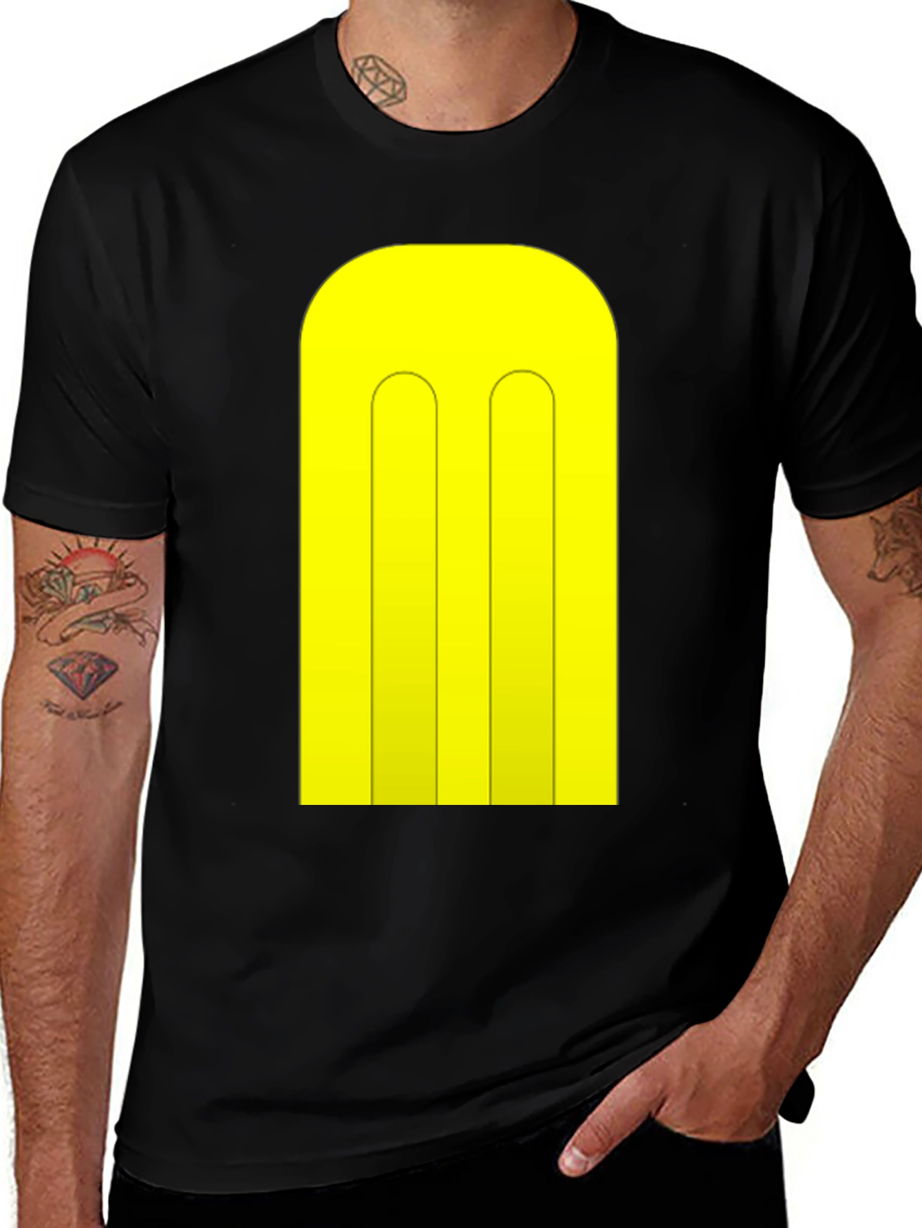 Modernist Yellow Shape Black T-Shirt