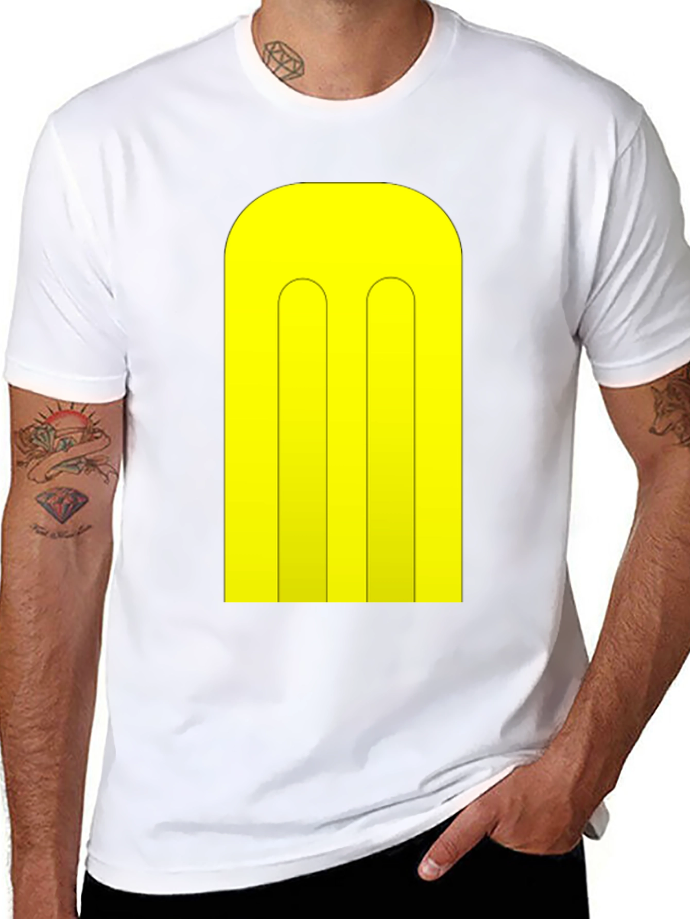 Modernist Yellow Shape Black T-Shirt