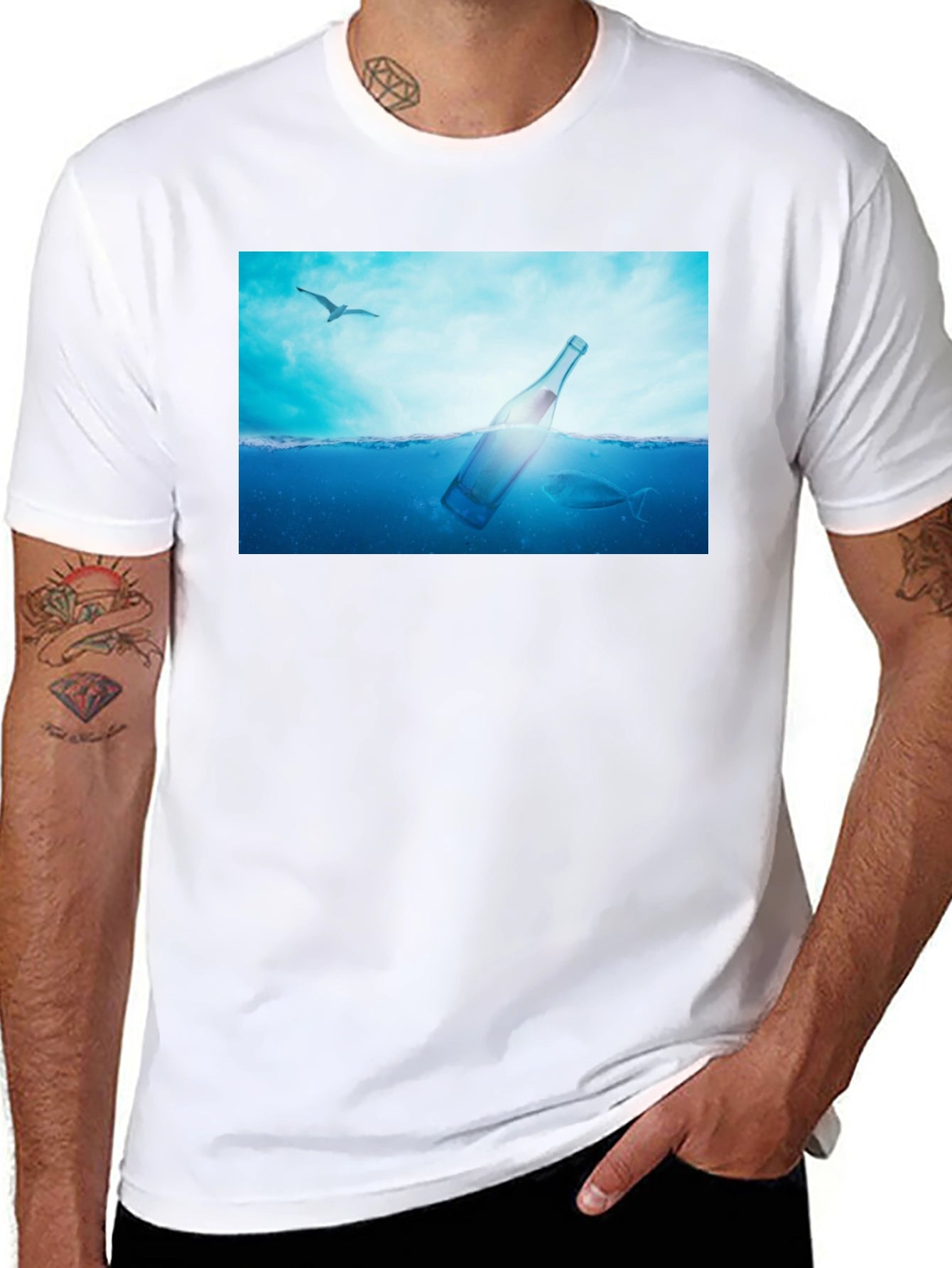 Ocean Bottle Graphic Black T-Shirt