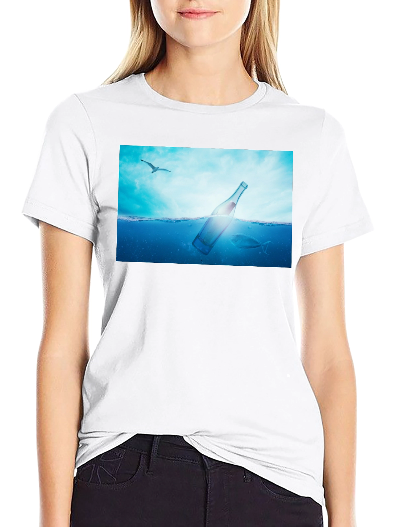 Ocean Bottle Graphic Black T-Shirt