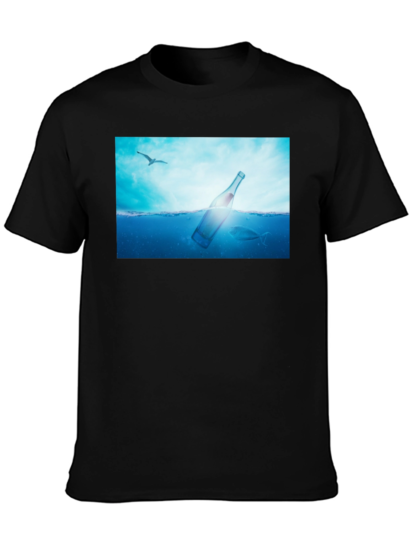 Ocean Bottle Graphic Black T-Shirt