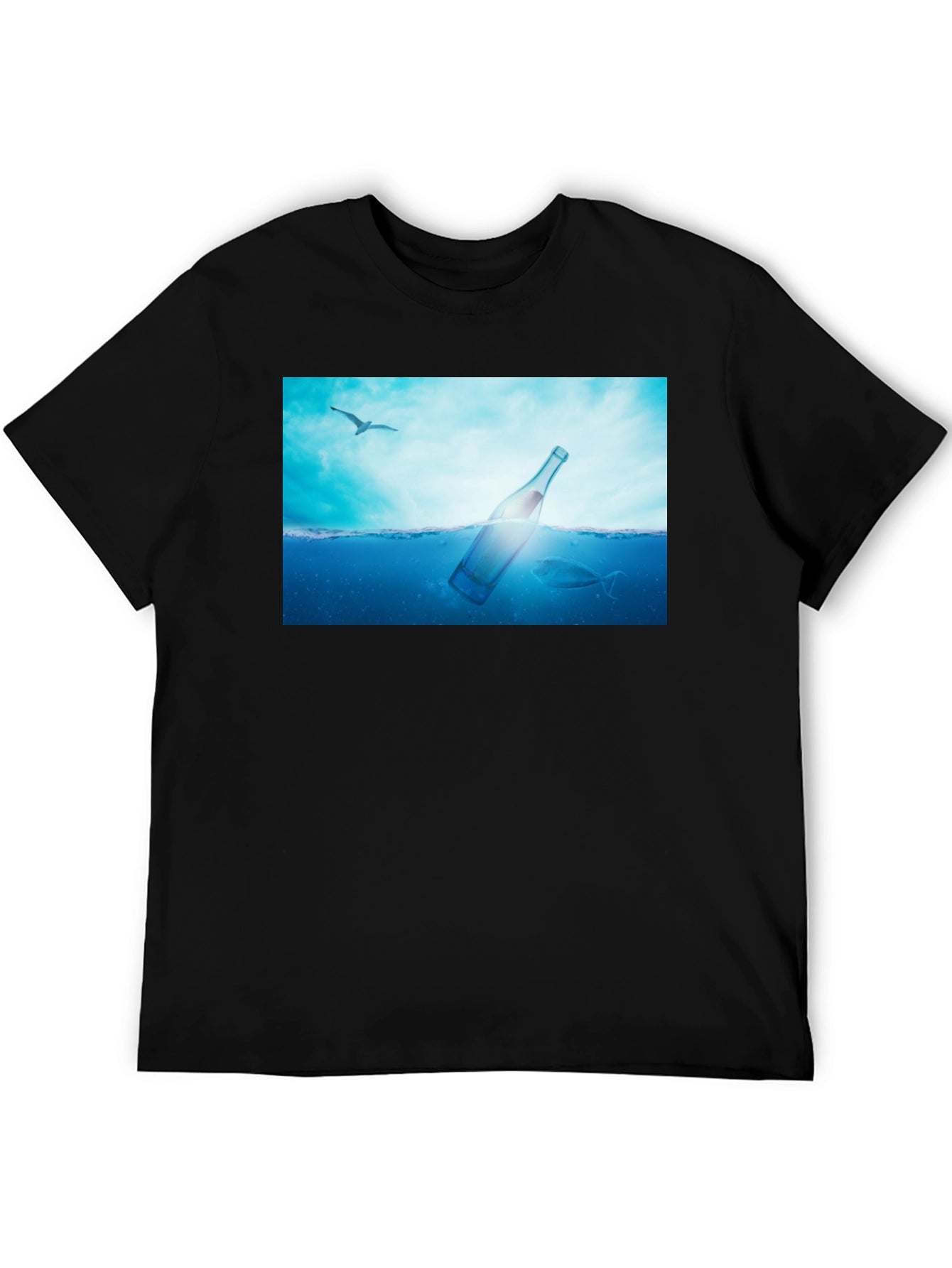 Ocean Bottle Graphic Black T-Shirt