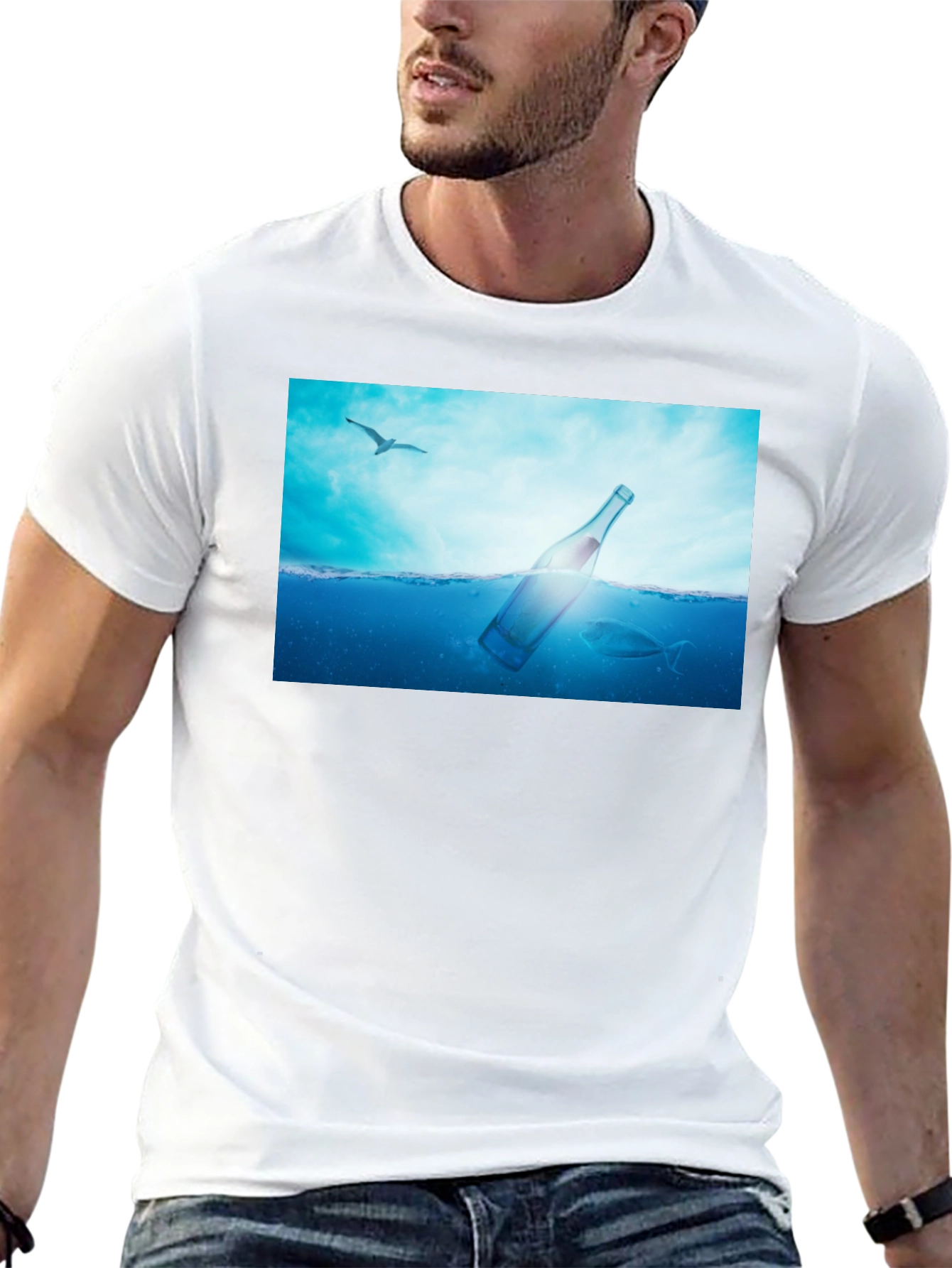 Ocean Bottle Graphic Black T-Shirt