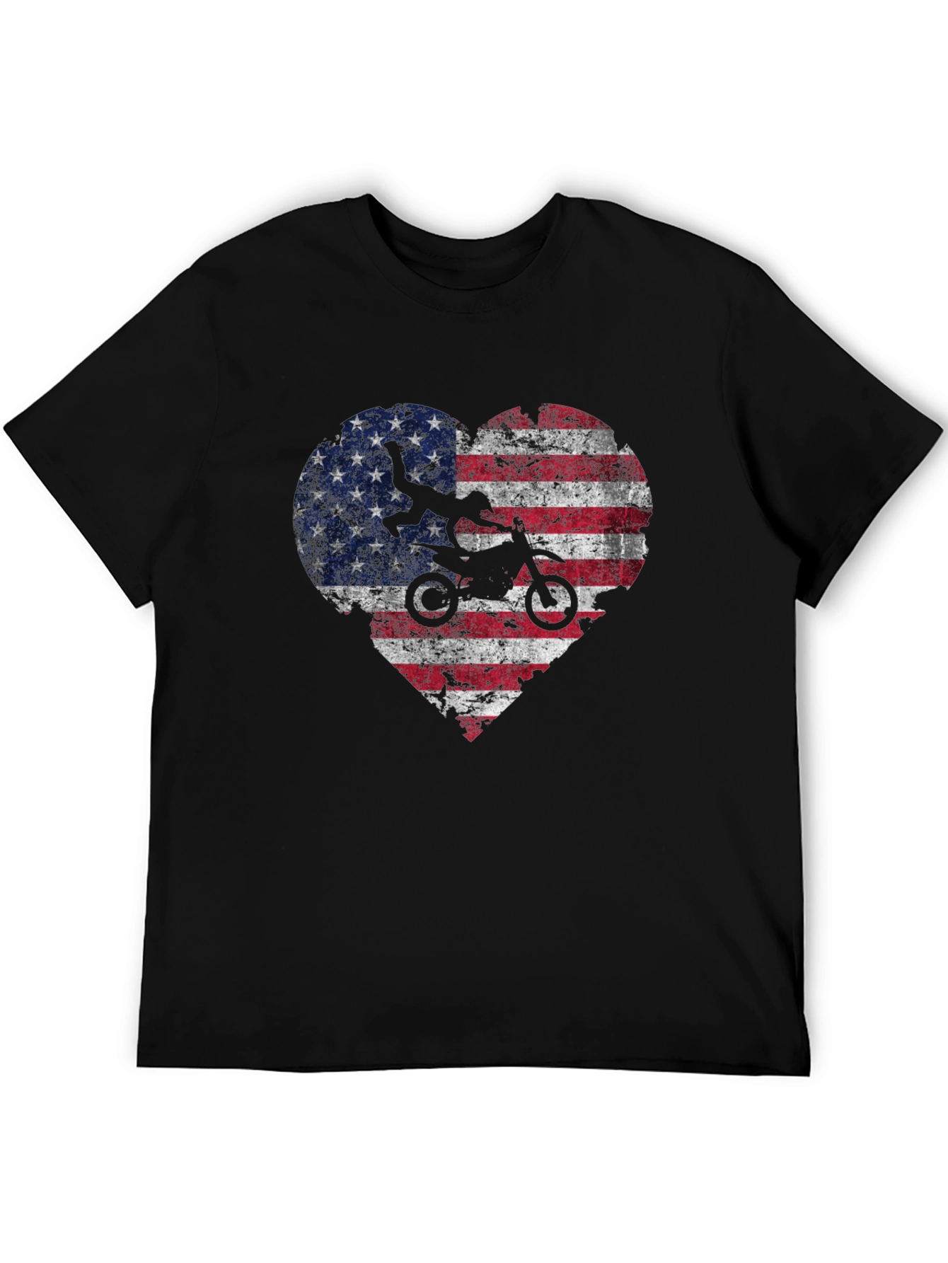 American Flag Motocross Heart T-Shirt