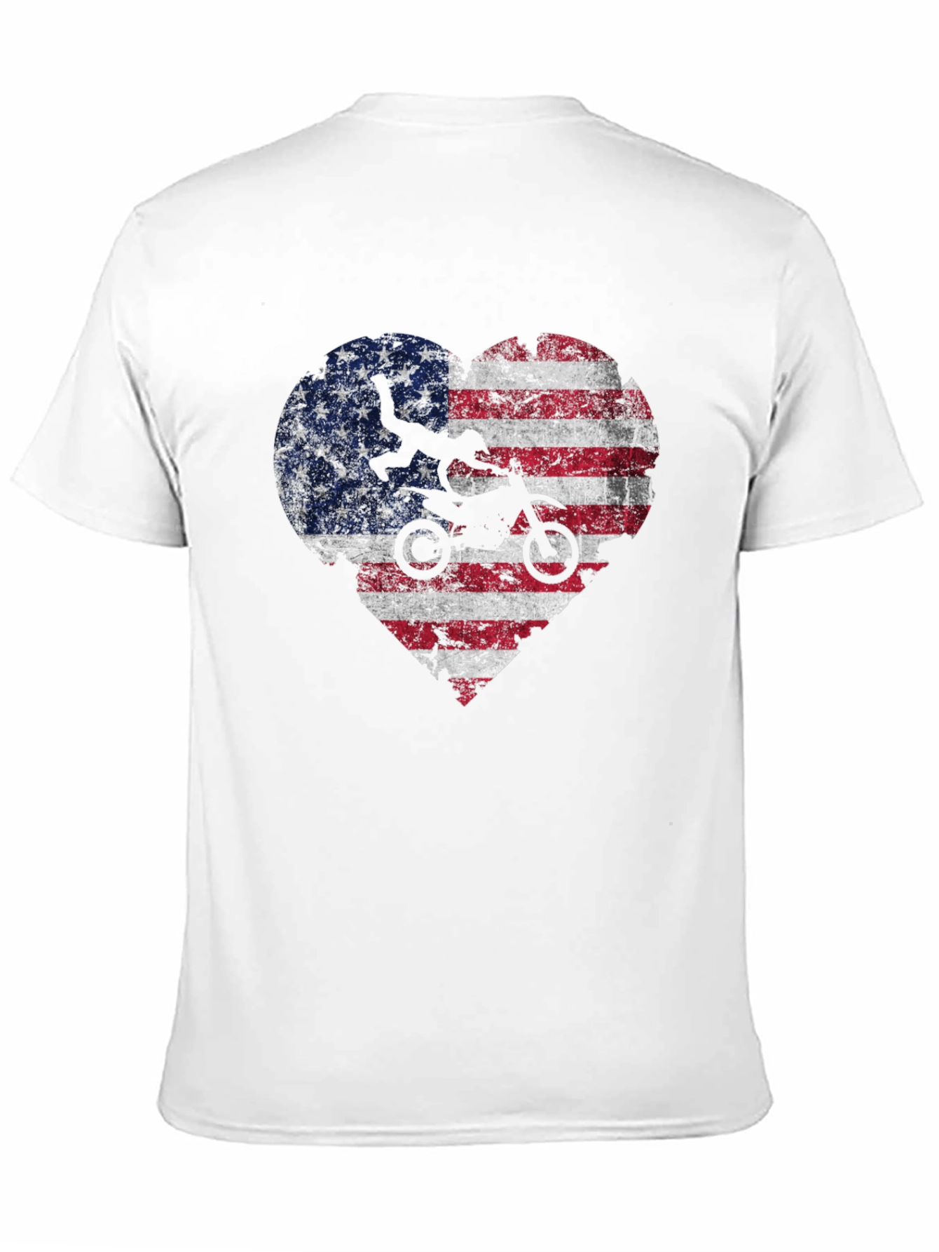 American Flag Motocross Heart T-Shirt