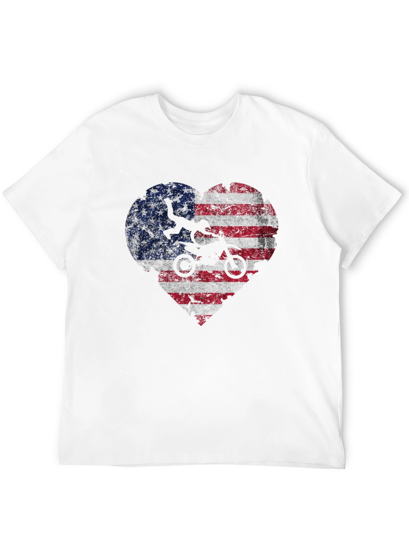 American Flag Motocross Heart T-Shirt