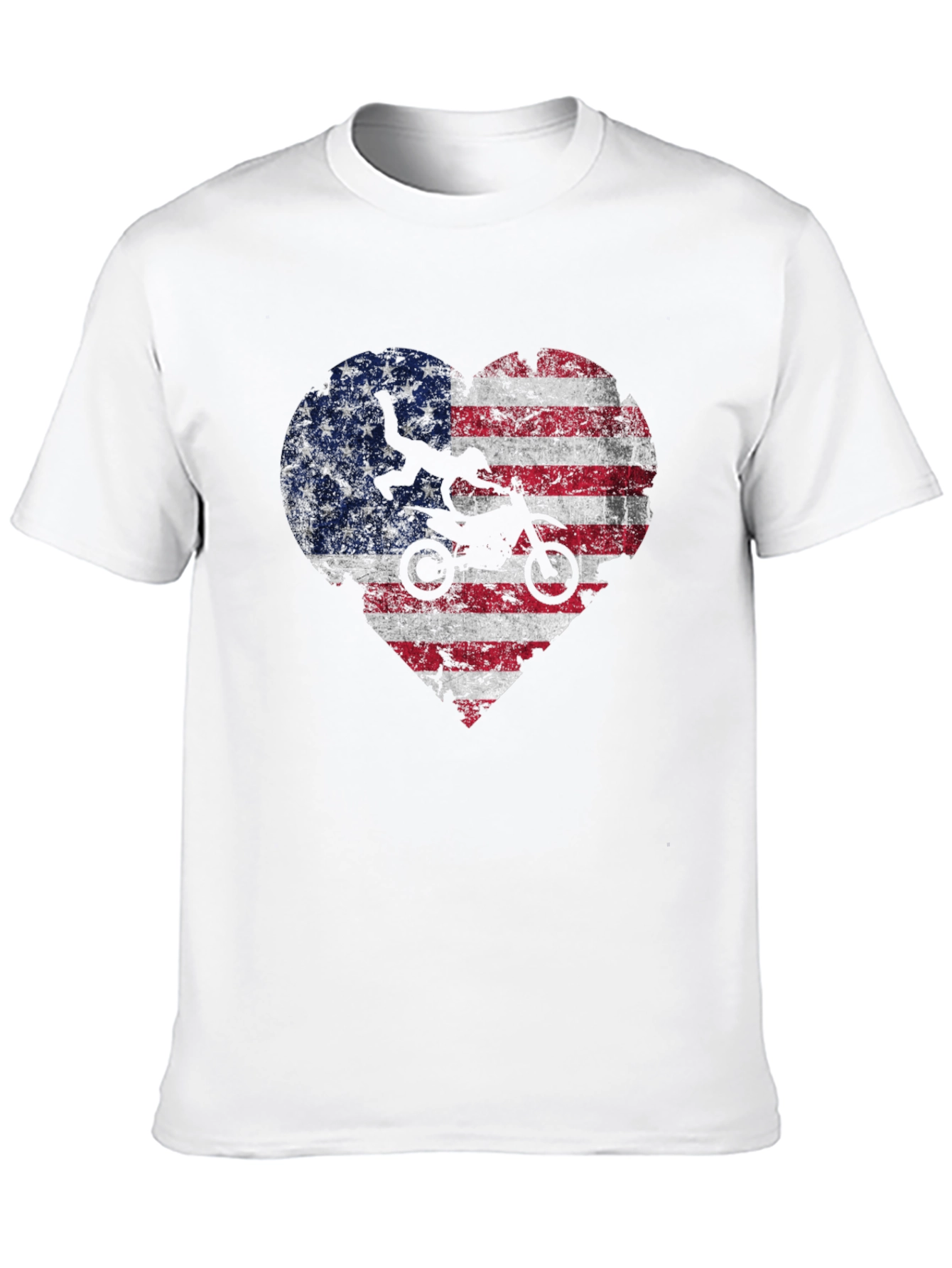 American Flag Motocross Heart T-Shirt