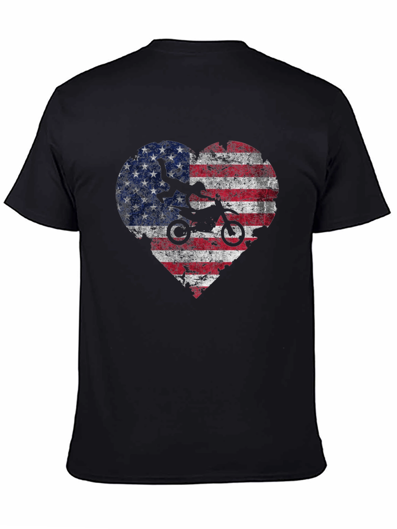 American Flag Motocross Heart T-Shirt