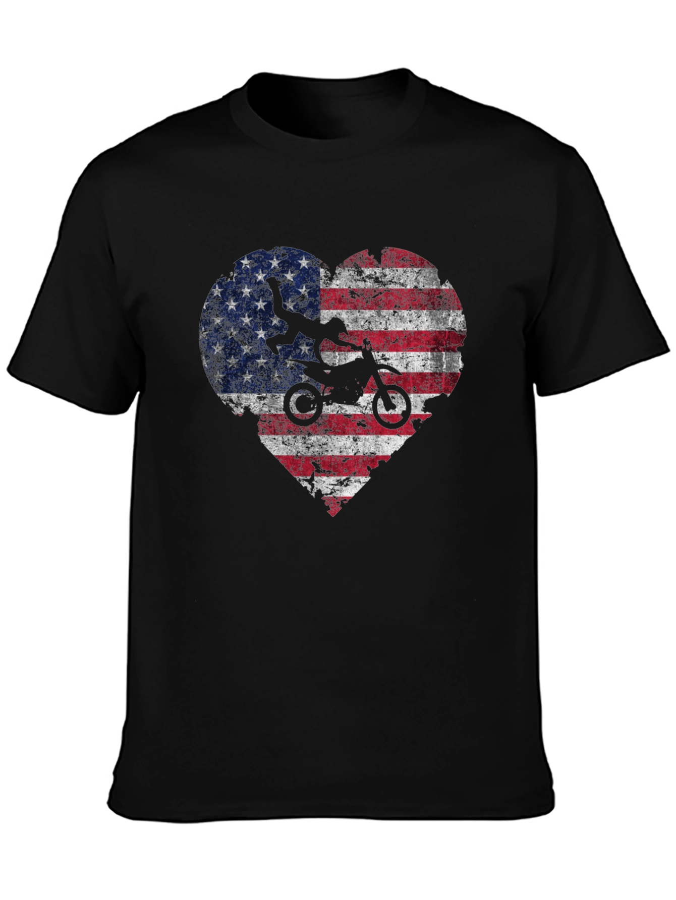 American Flag Motocross Heart T-Shirt