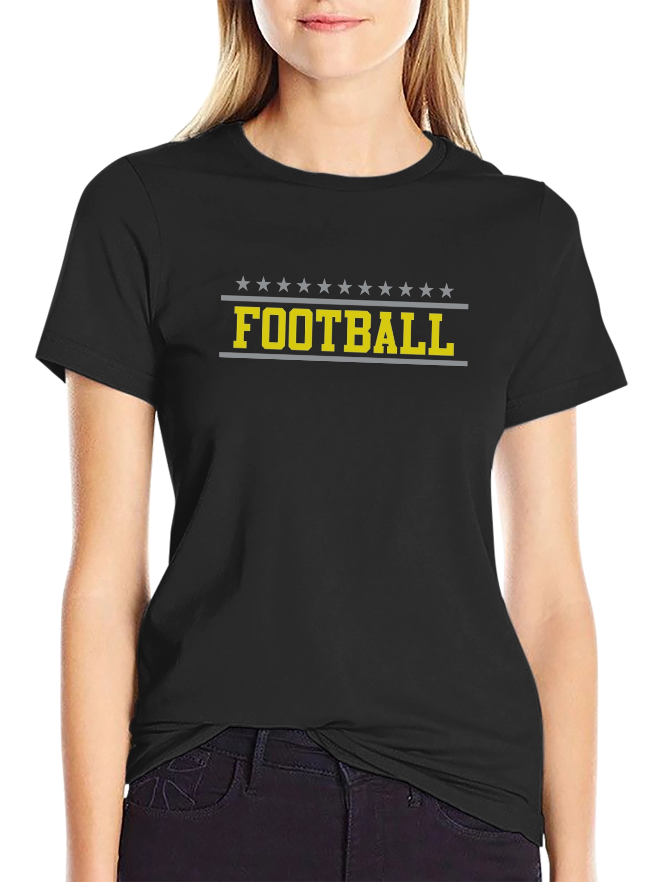 Football Graphic T-Shirt - Black Casual Style