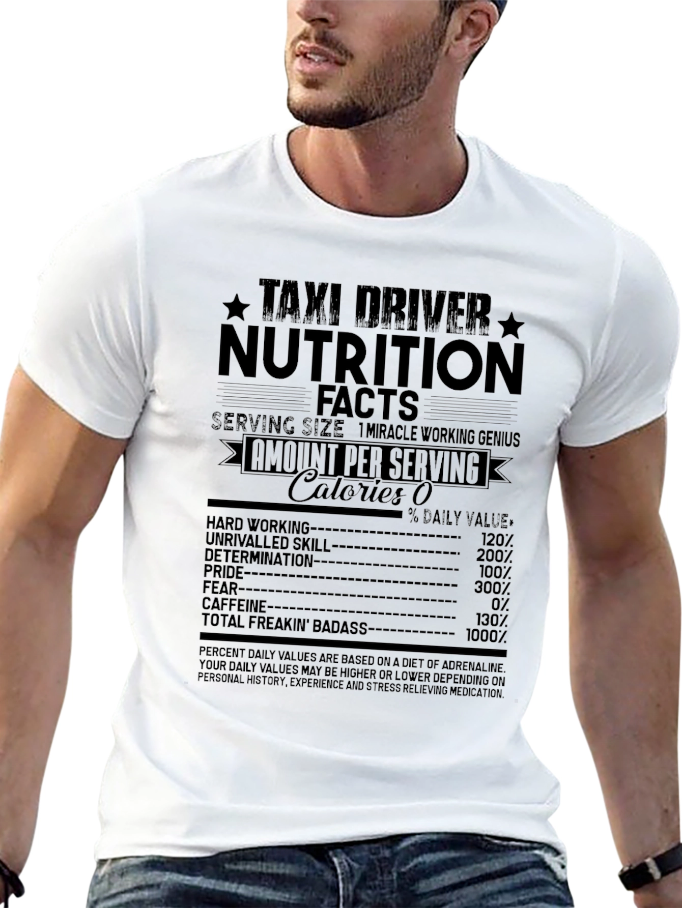 Taxi Driver Nutrition Facts Graphic T-Shirt