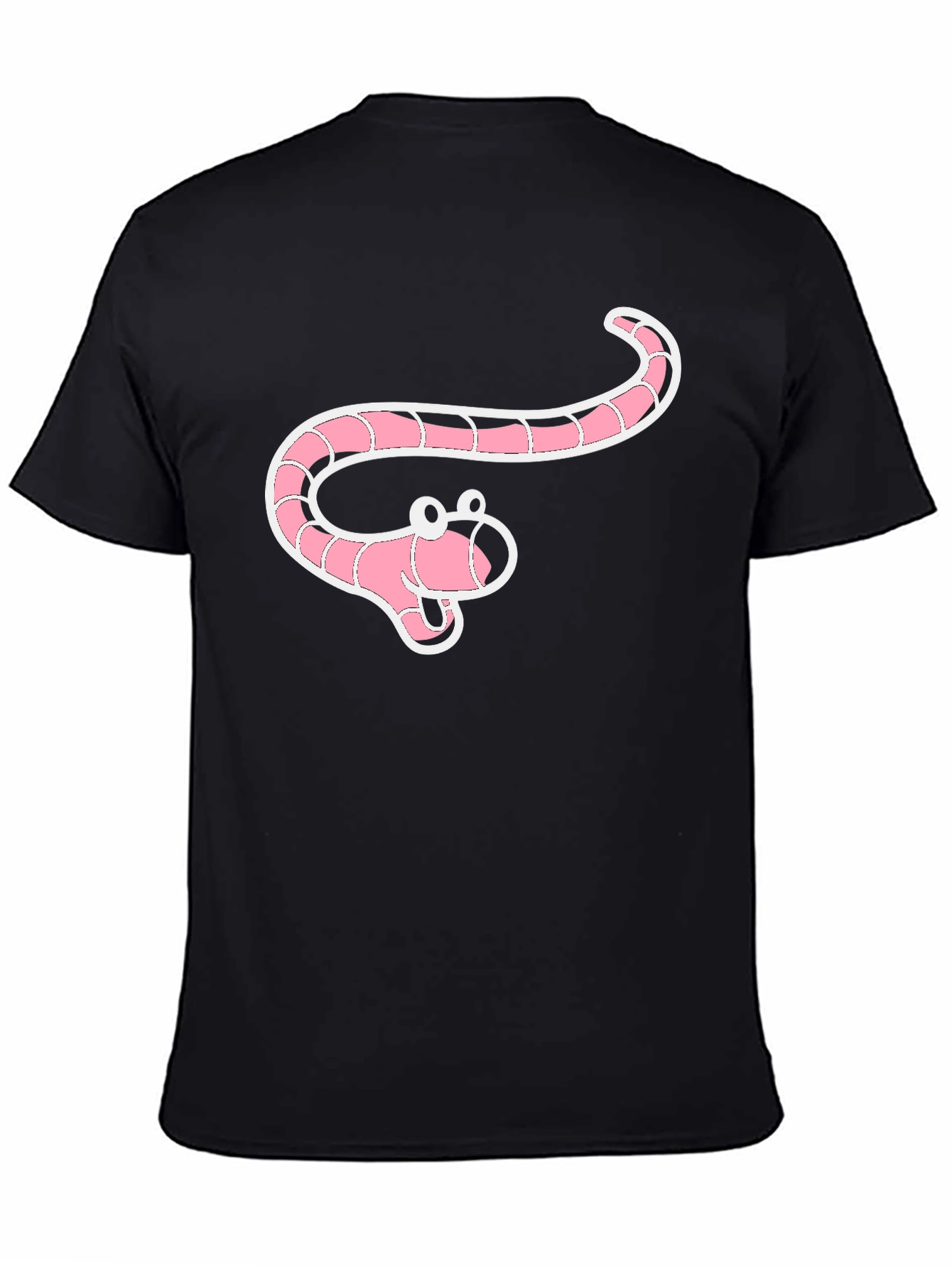 Cartoon Worm Graphic Black T-Shirt