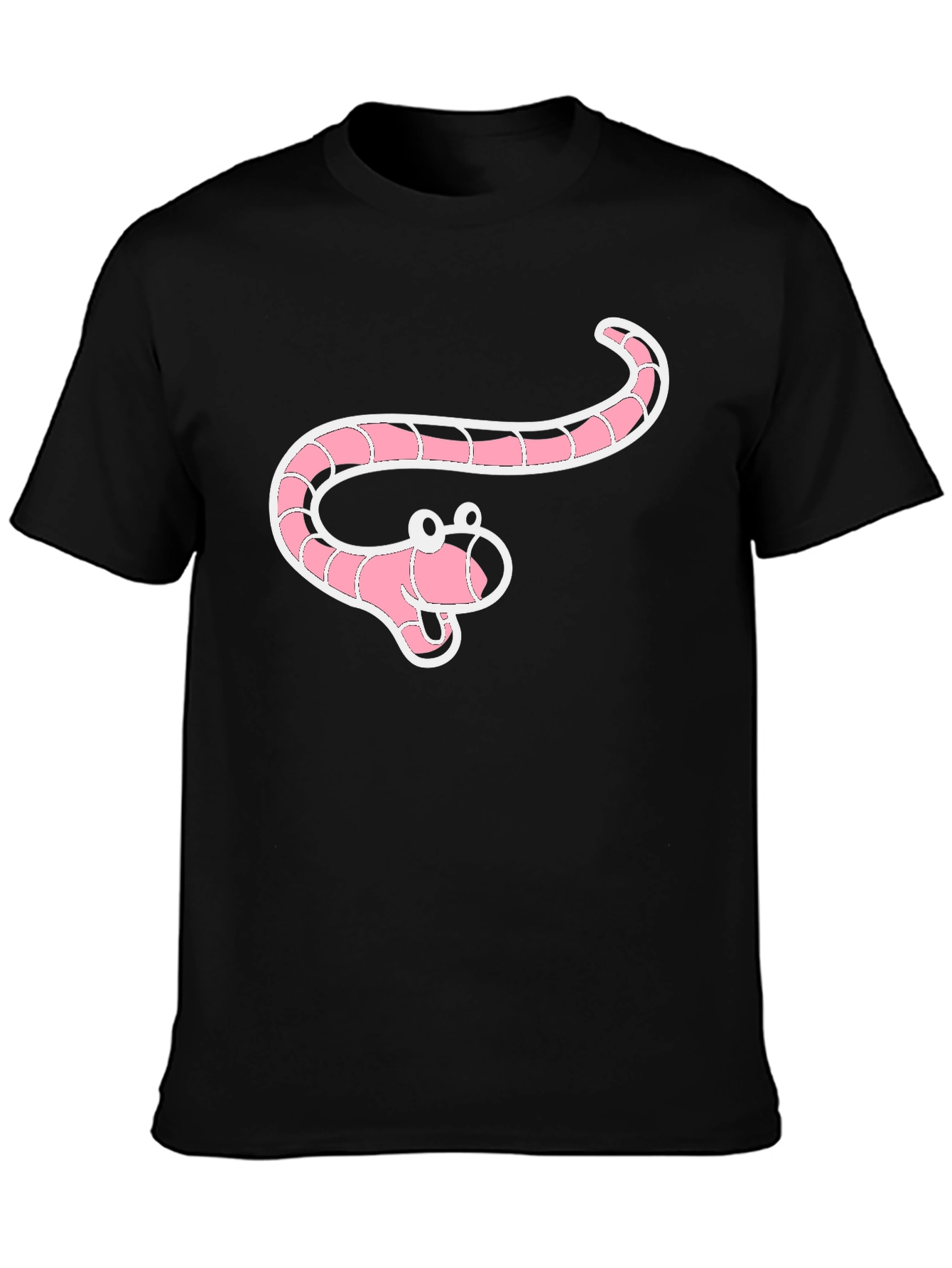 Cartoon Worm Graphic Black T-Shirt