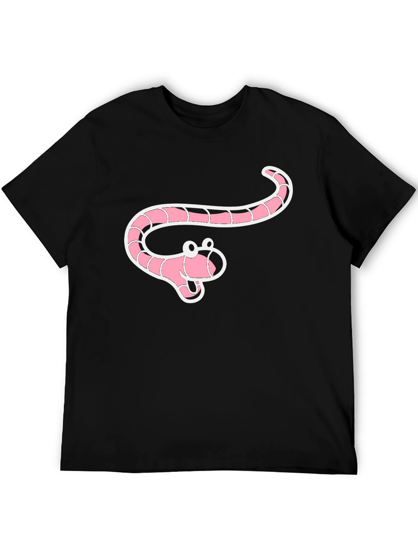 Cartoon Worm Graphic Black T-Shirt