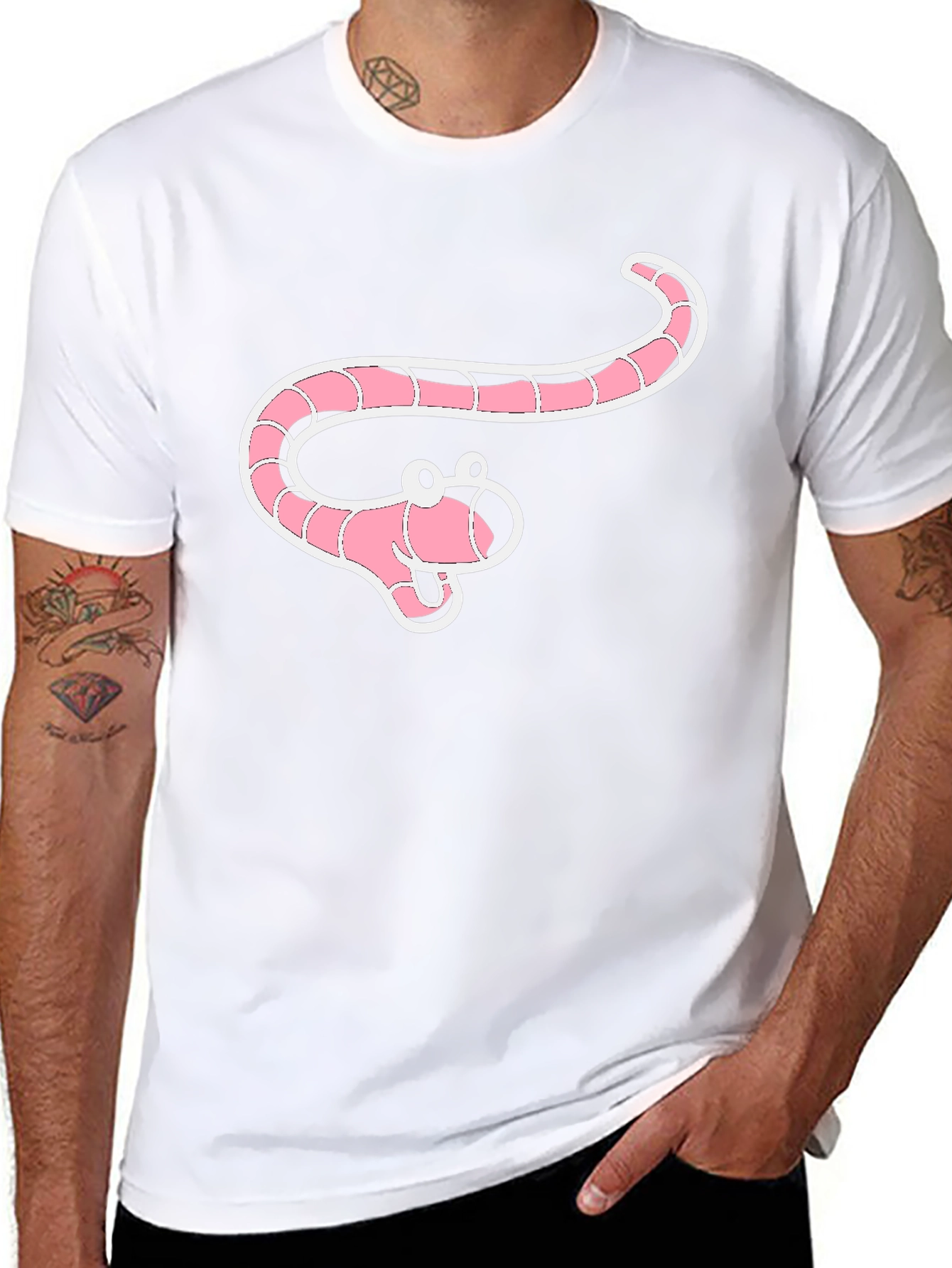 Cartoon Worm Graphic Black T-Shirt