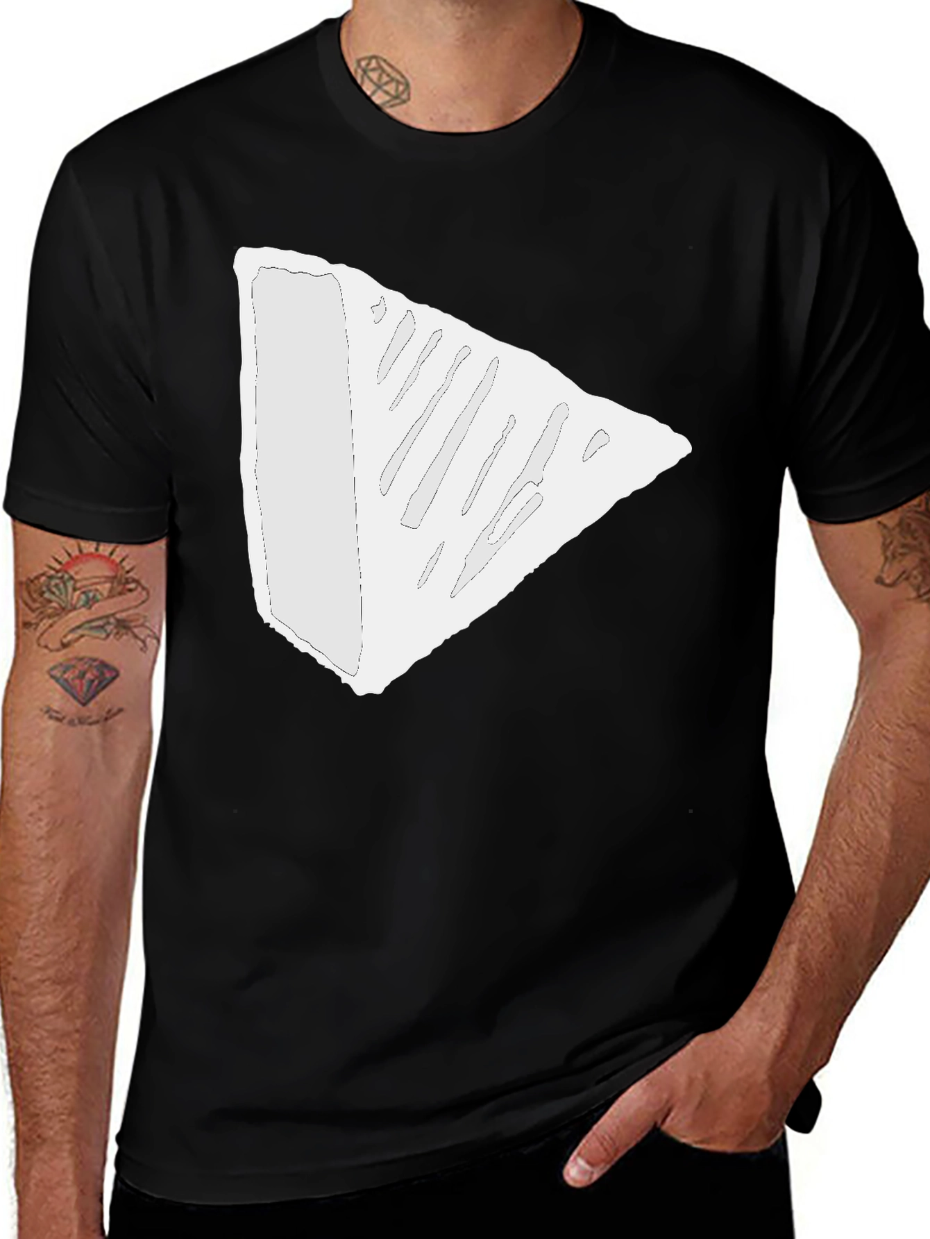Modern Triangle Tee - Black Cotton Blend T-Shirt