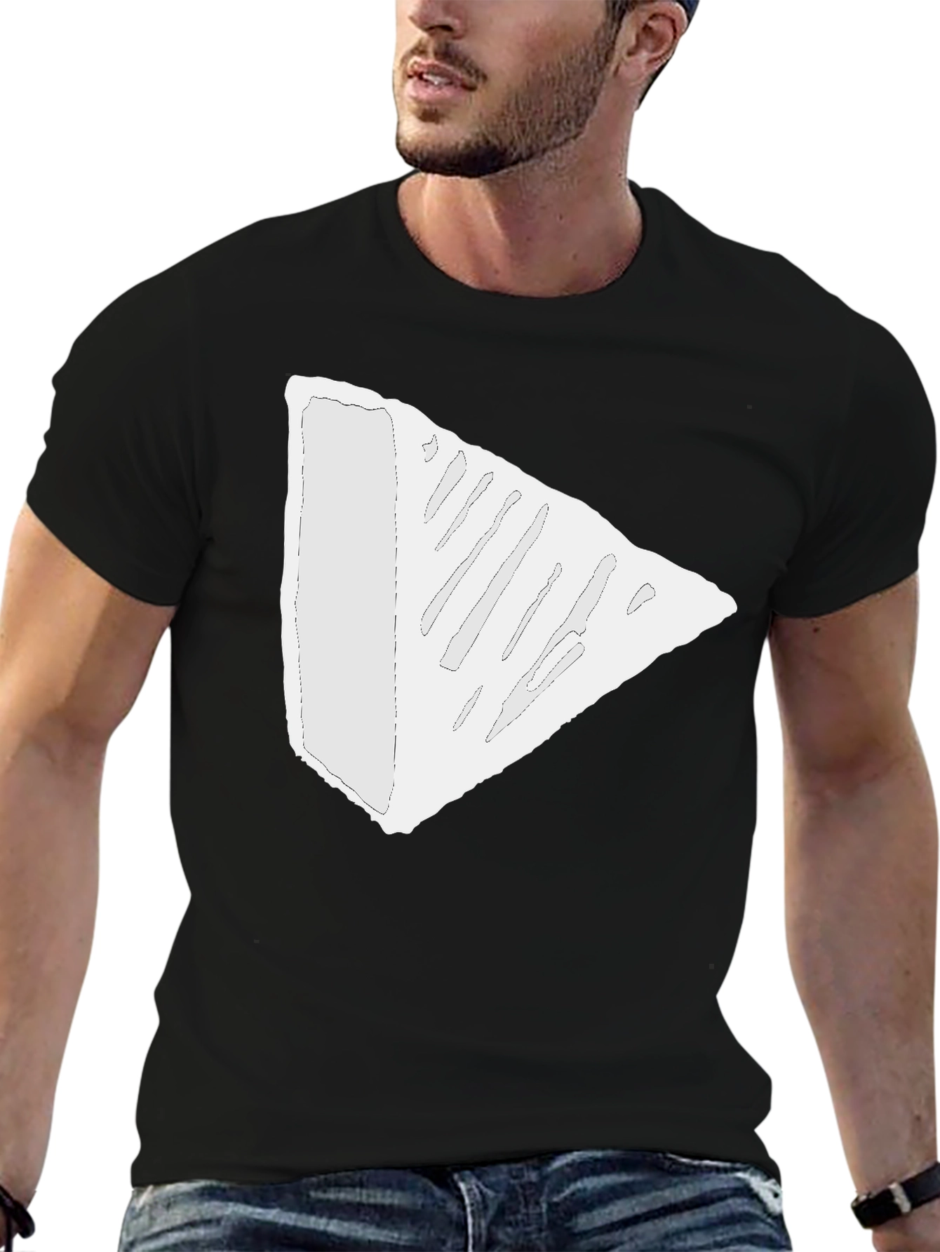 Modern Triangle Tee - Black Cotton Blend T-Shirt