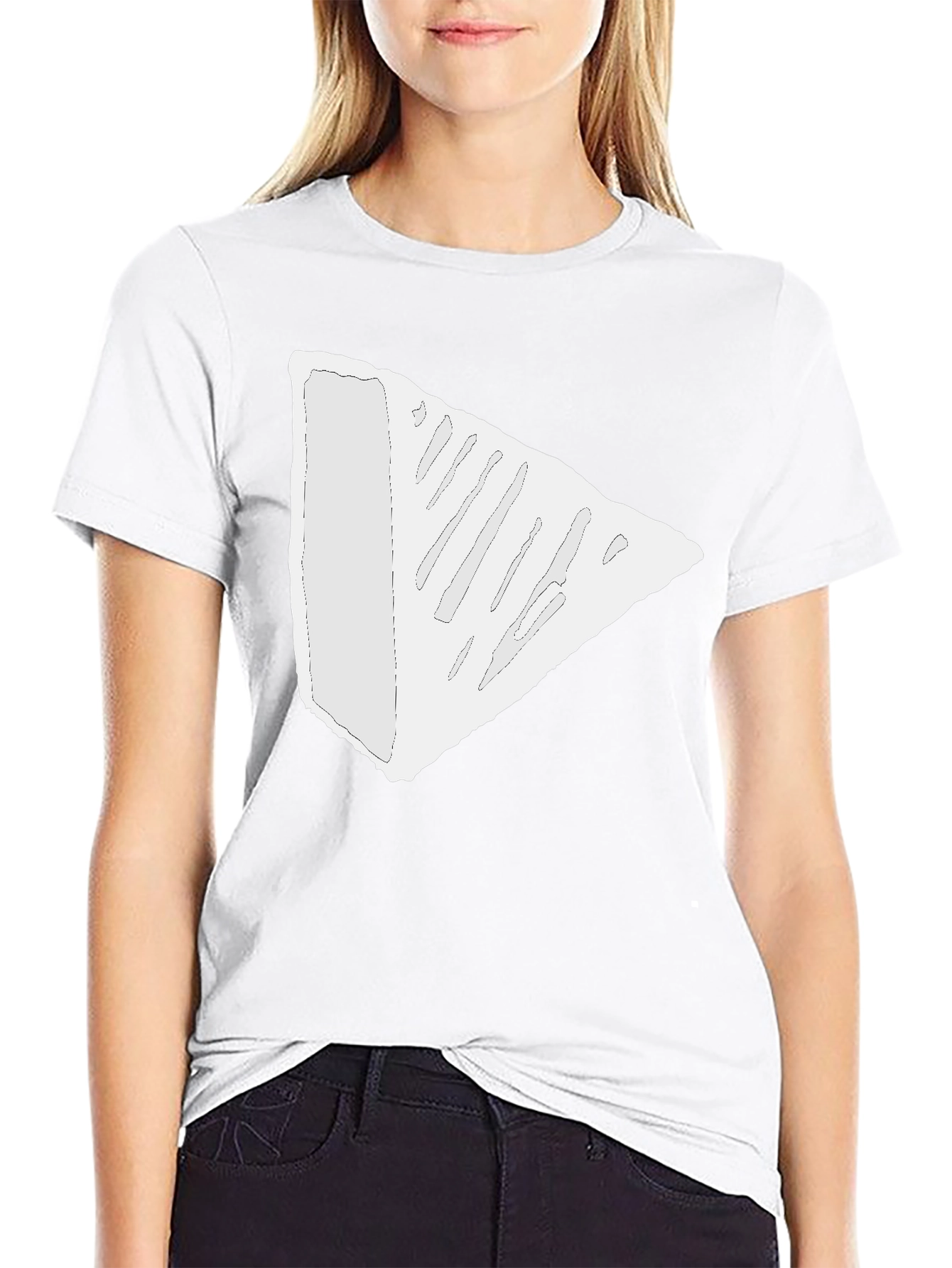 Modern Triangle Tee - Black Cotton Blend T-Shirt