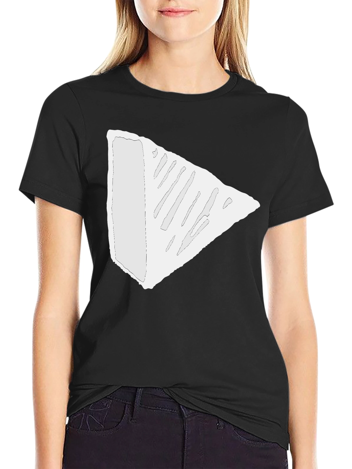 Modern Triangle Tee - Black Cotton Blend T-Shirt