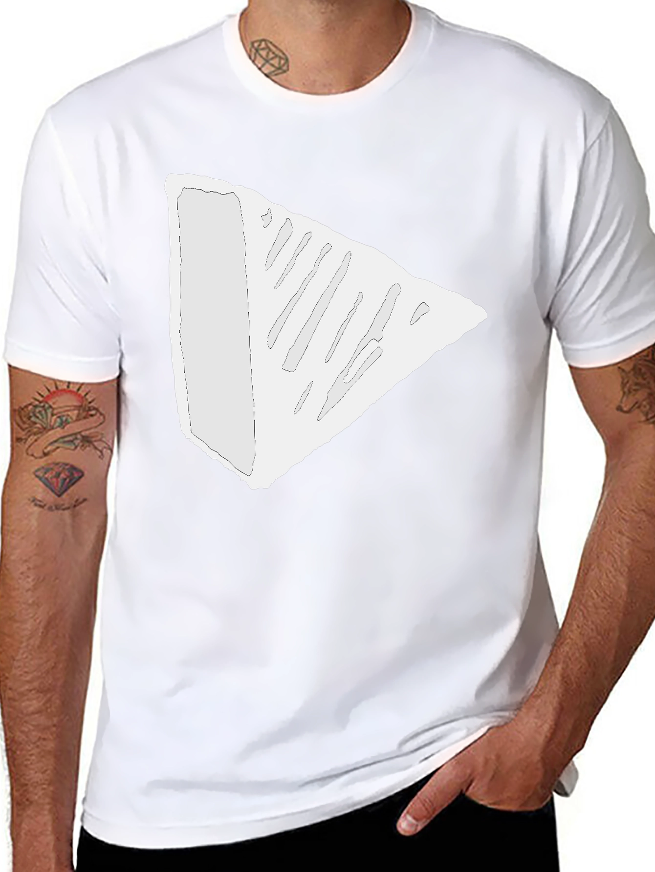 Modern Triangle Tee - Black Cotton Blend T-Shirt
