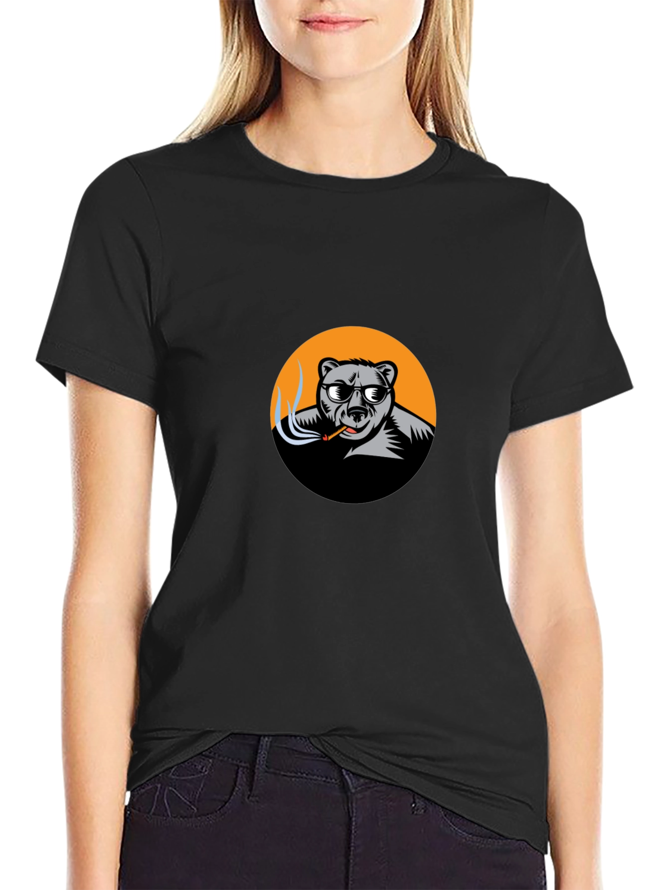 Cool Bear Smoker Graphic Tee - Black