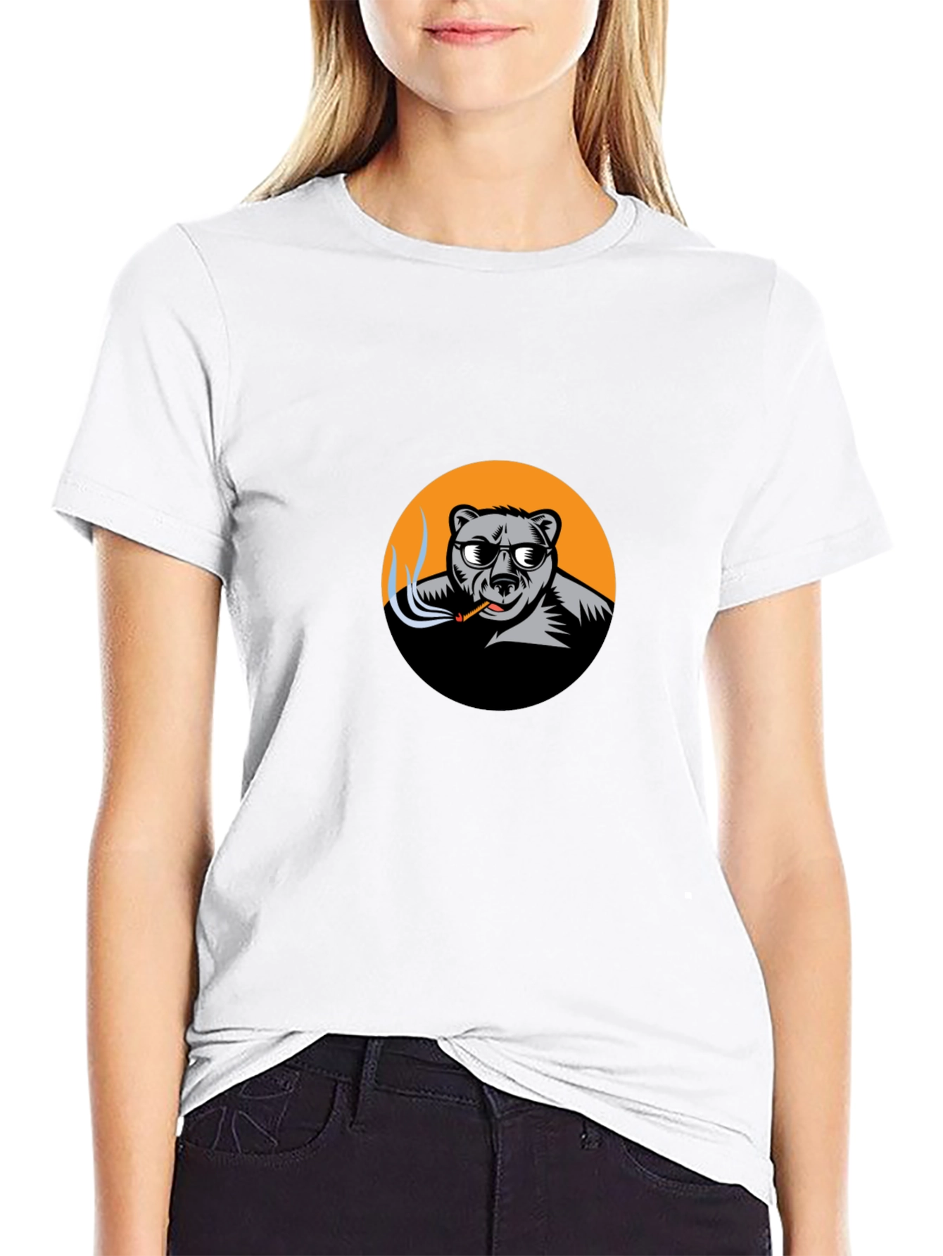 Cool Bear Smoker Graphic Tee - Black