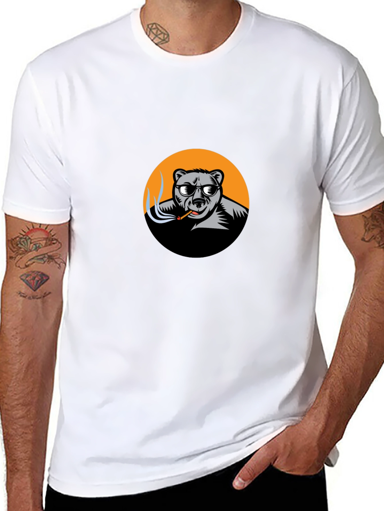 Cool Bear Smoker Graphic Tee - Black