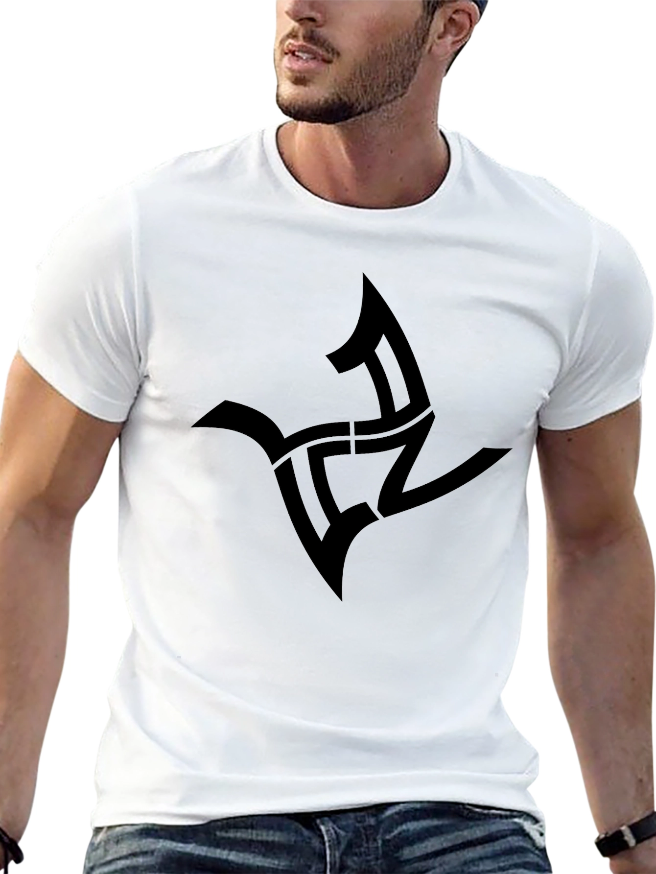 Mens Black Graphic Tee - Abstract Symbol