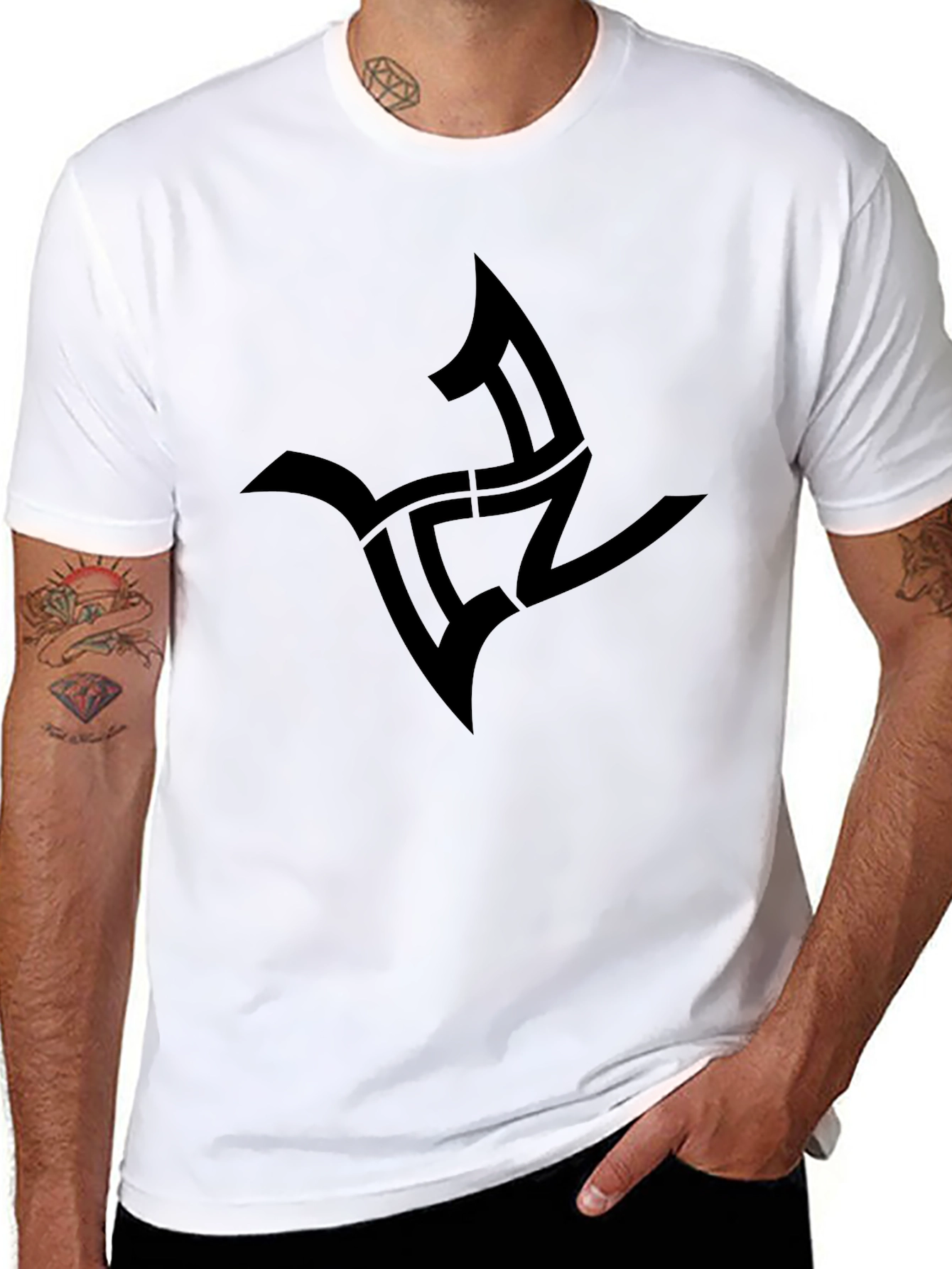 Mens Black Graphic Tee - Abstract Symbol