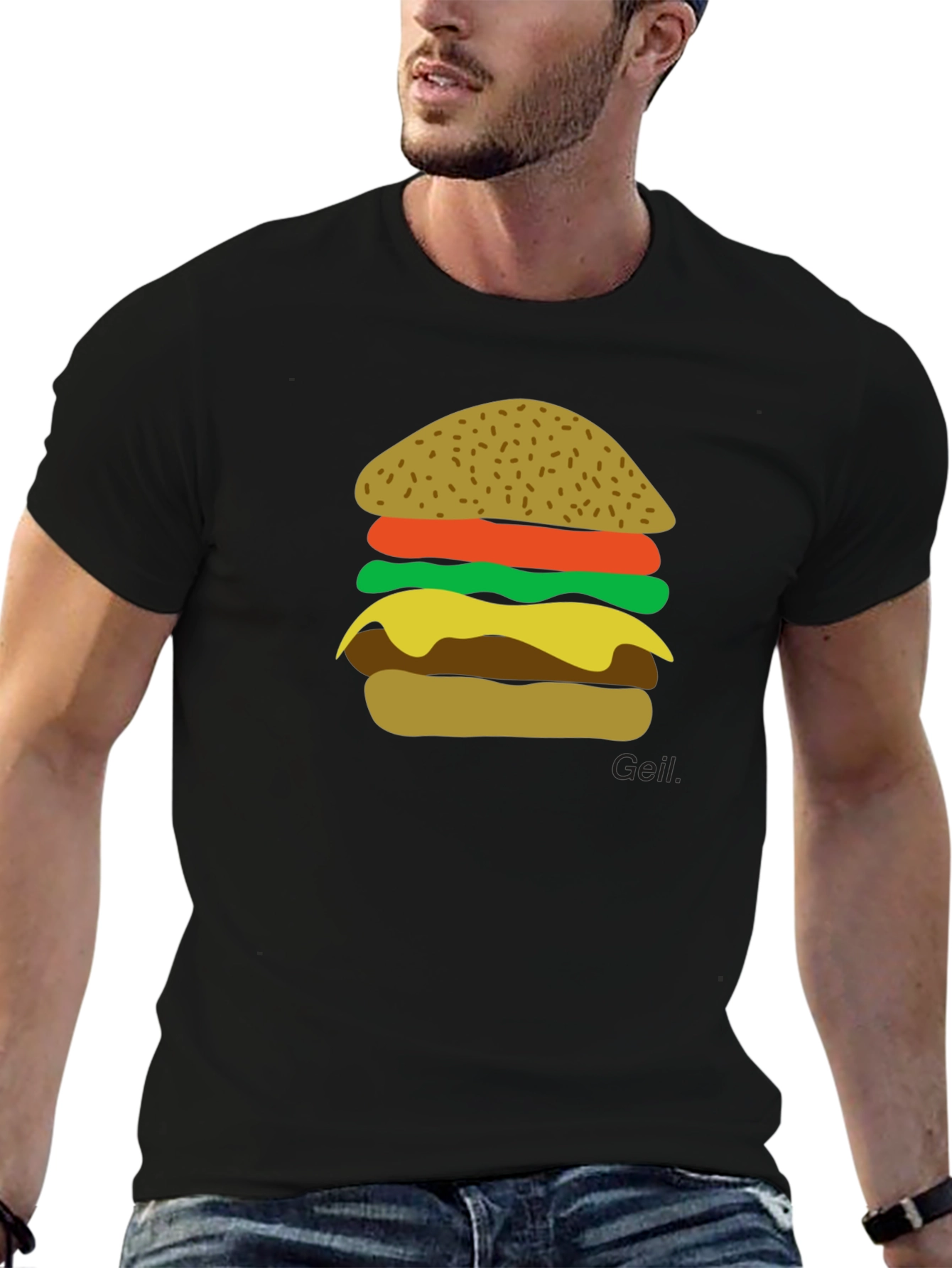 Burger Graphic Black T-Shirt - Foodie Tee