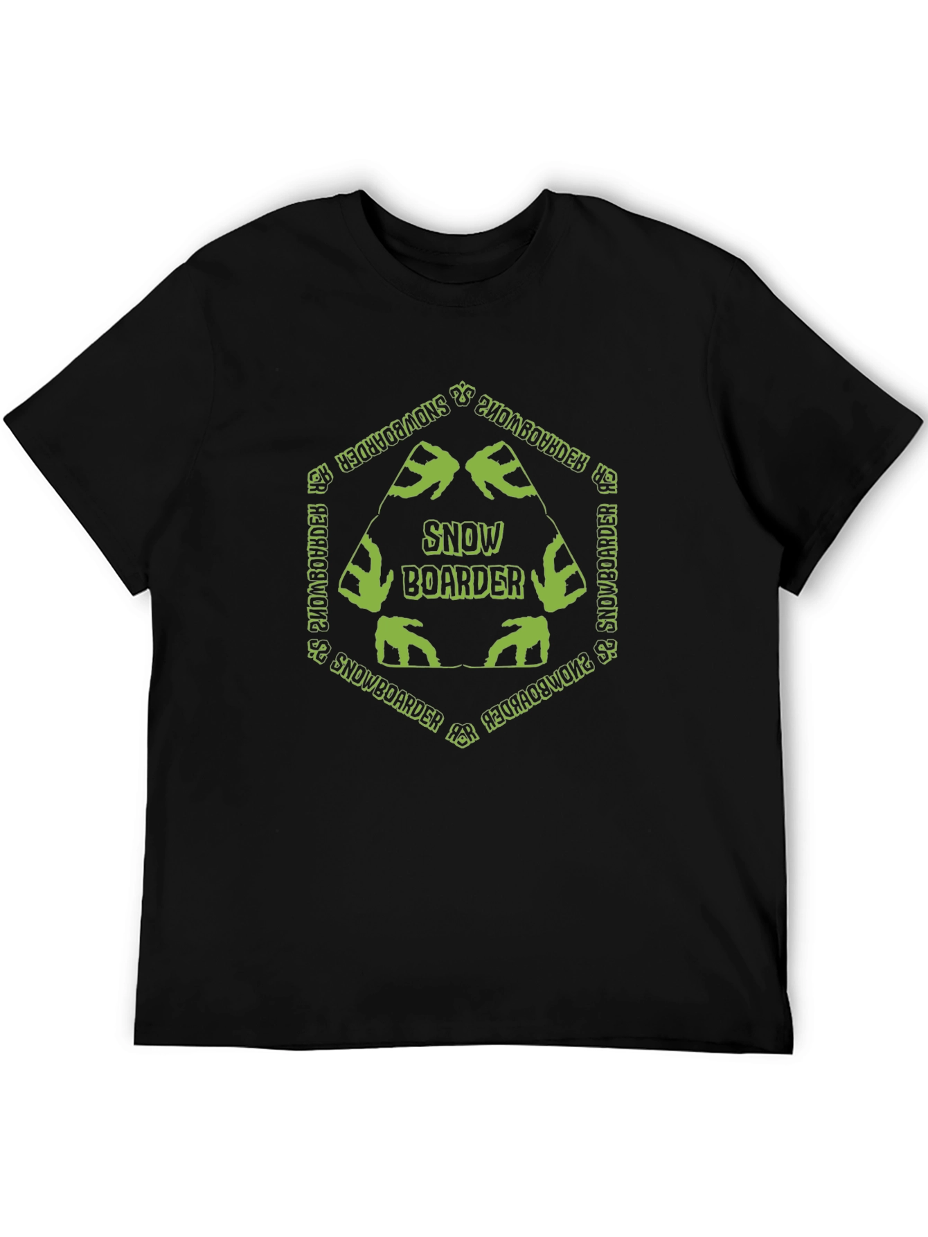 Snowboarder Hexagon Graphic Tee - Black Cotton
