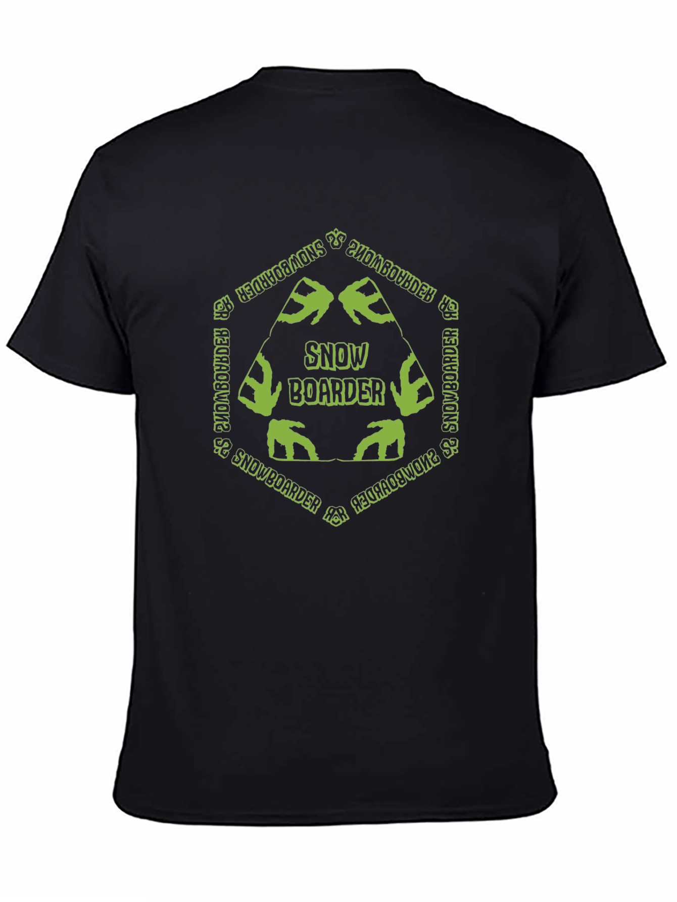 Snowboarder Hexagon Graphic Tee - Black Cotton