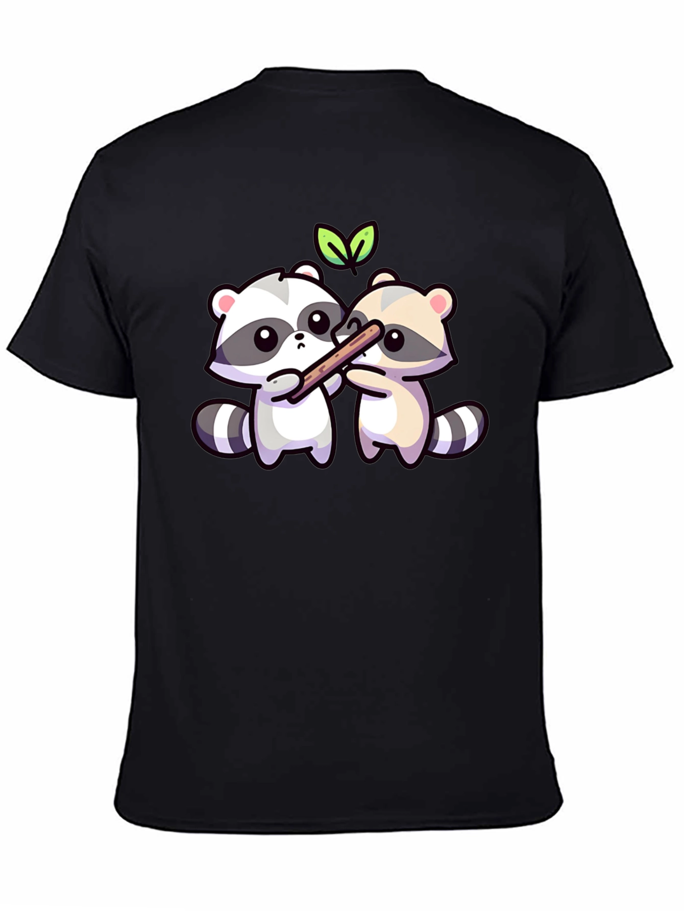 Cute Raccoon Sharing Stick T-Shirt
