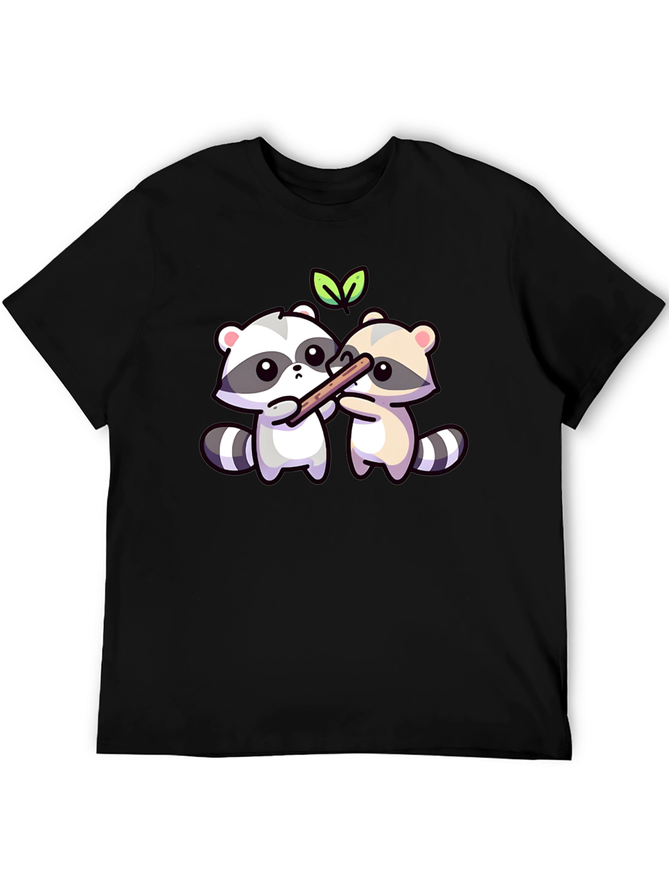 Cute Raccoon Sharing Stick T-Shirt