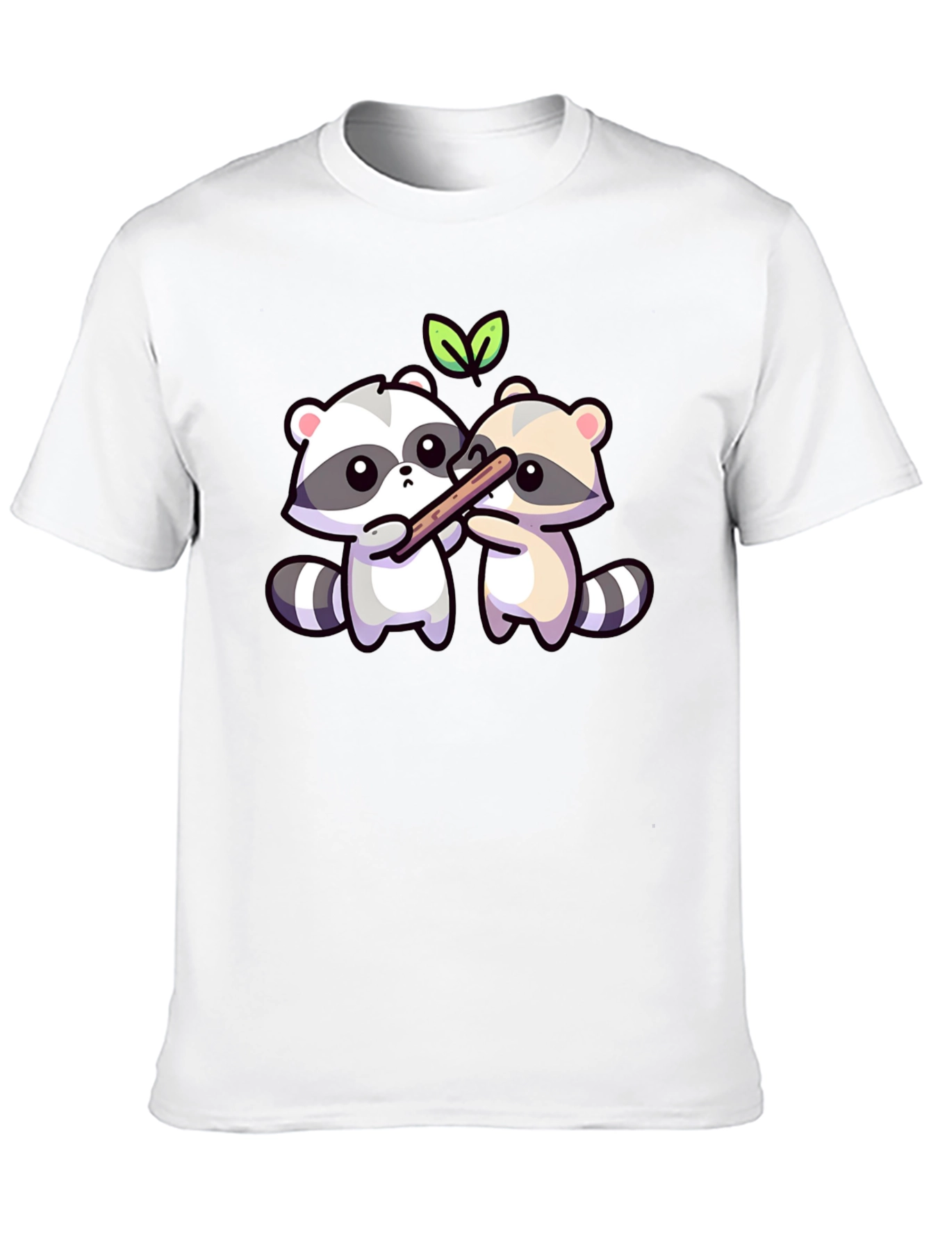 Cute Raccoon Sharing Stick T-Shirt