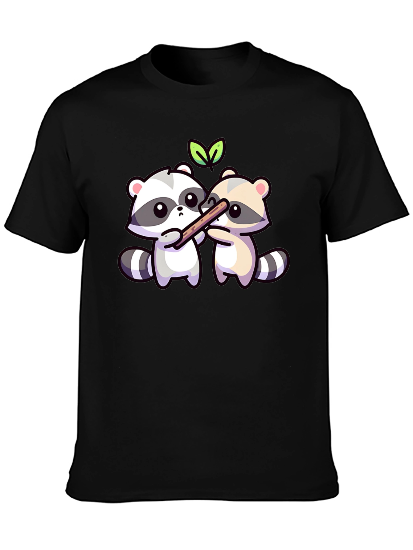 Cute Raccoon Sharing Stick T-Shirt