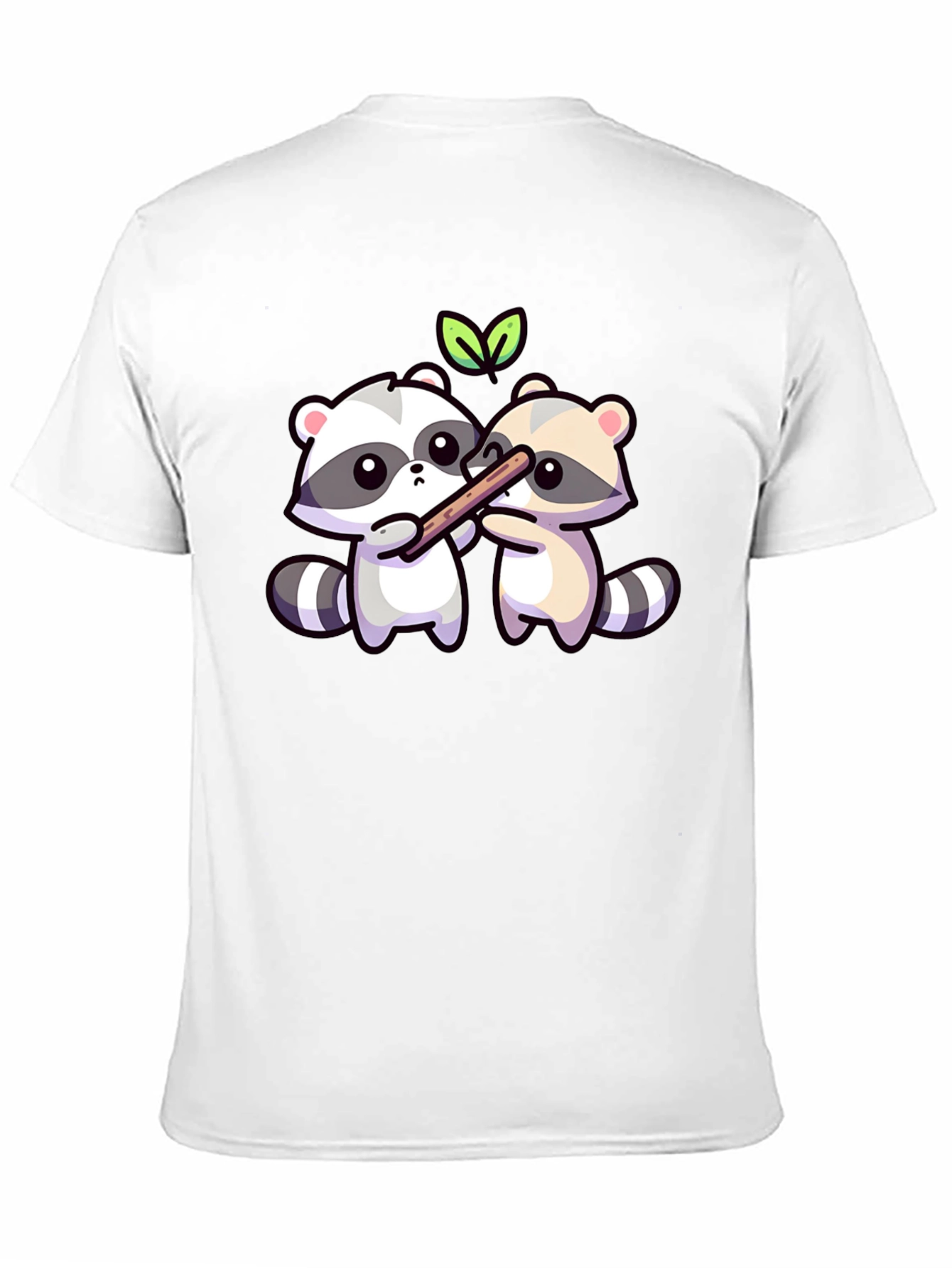 Cute Raccoon Sharing Stick T-Shirt