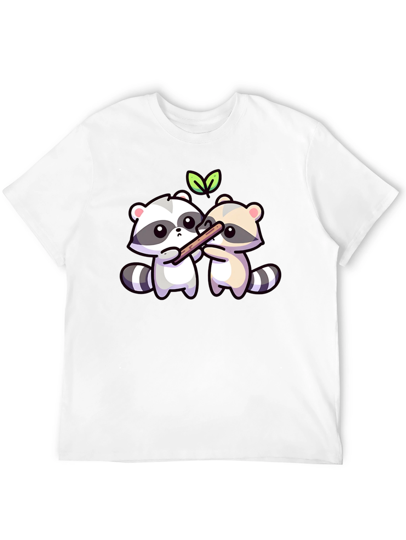 Cute Raccoon Sharing Stick T-Shirt
