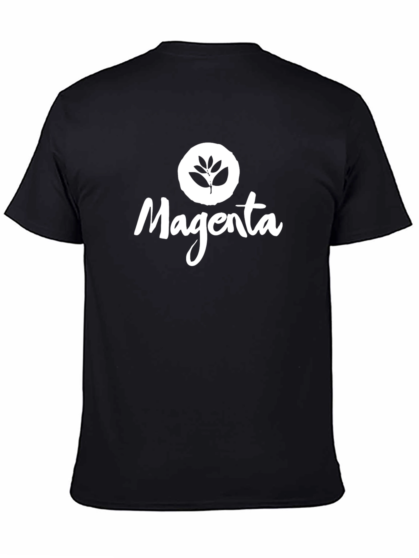 Magenta Leaf Logo Black T-Shirt