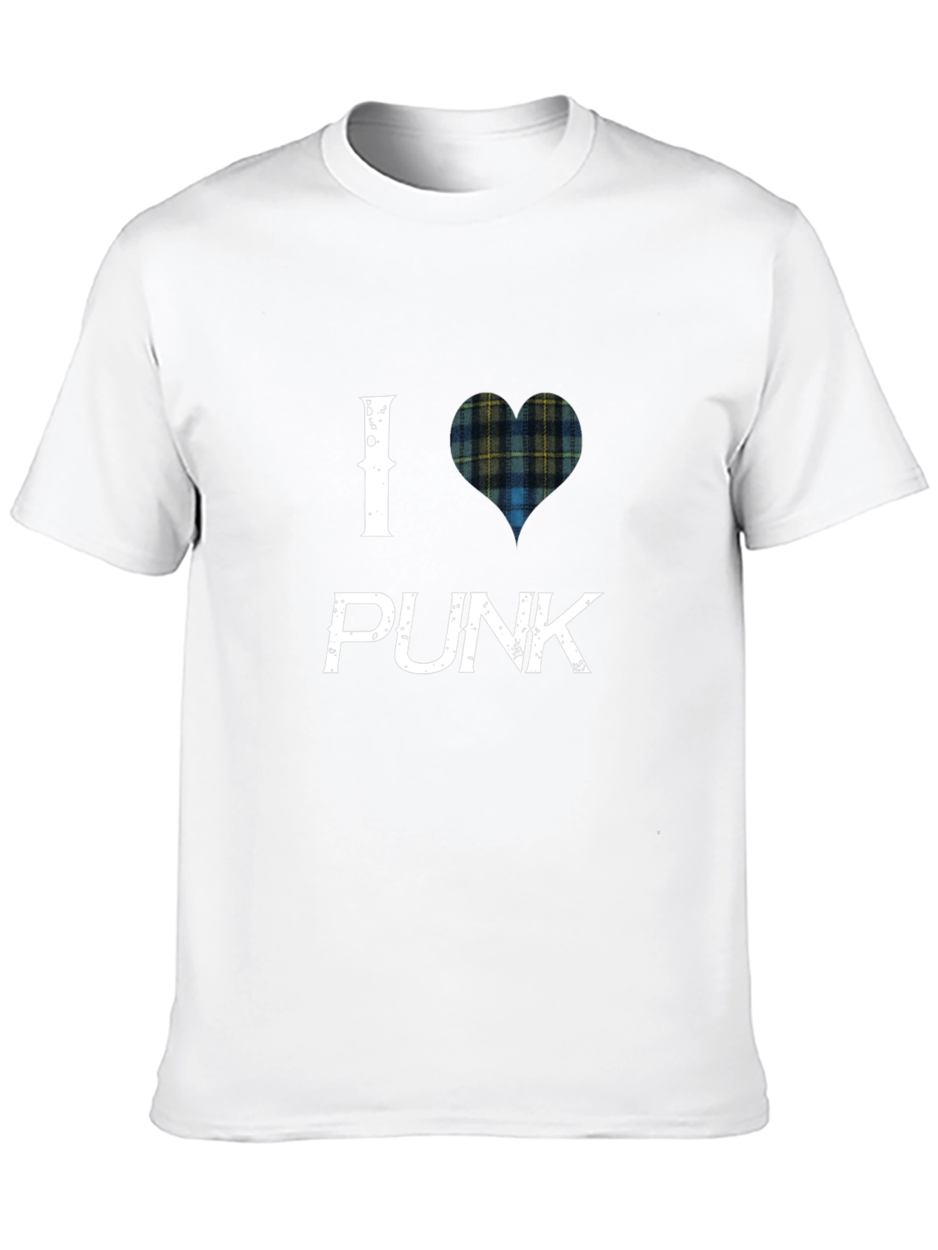 I Heart Punk Scottish Tartan Black T-Shirt