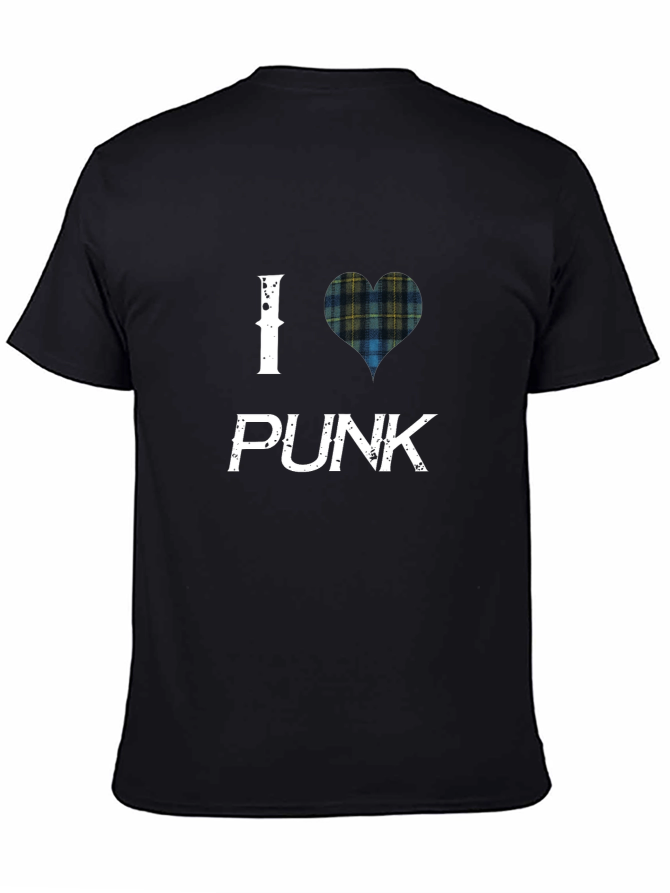 I Heart Punk Scottish Tartan Black T-Shirt