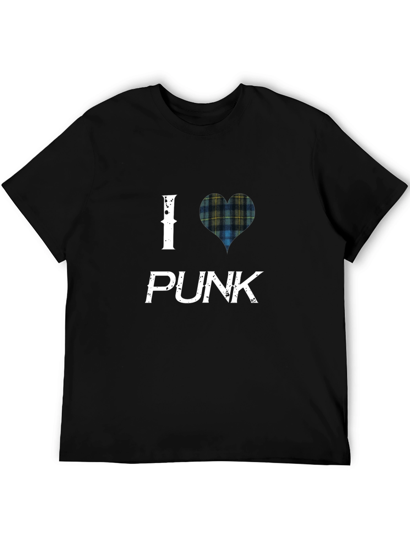 I Heart Punk Scottish Tartan Black T-Shirt