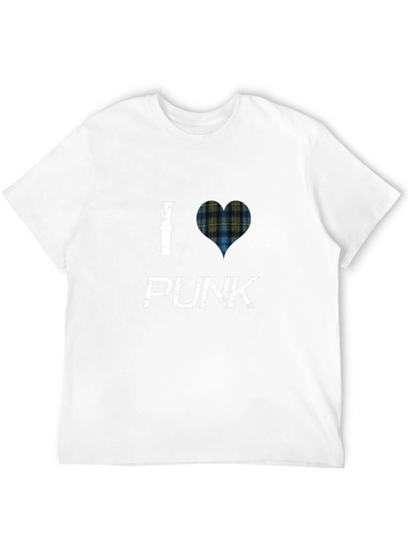 I Heart Punk Scottish Tartan Black T-Shirt