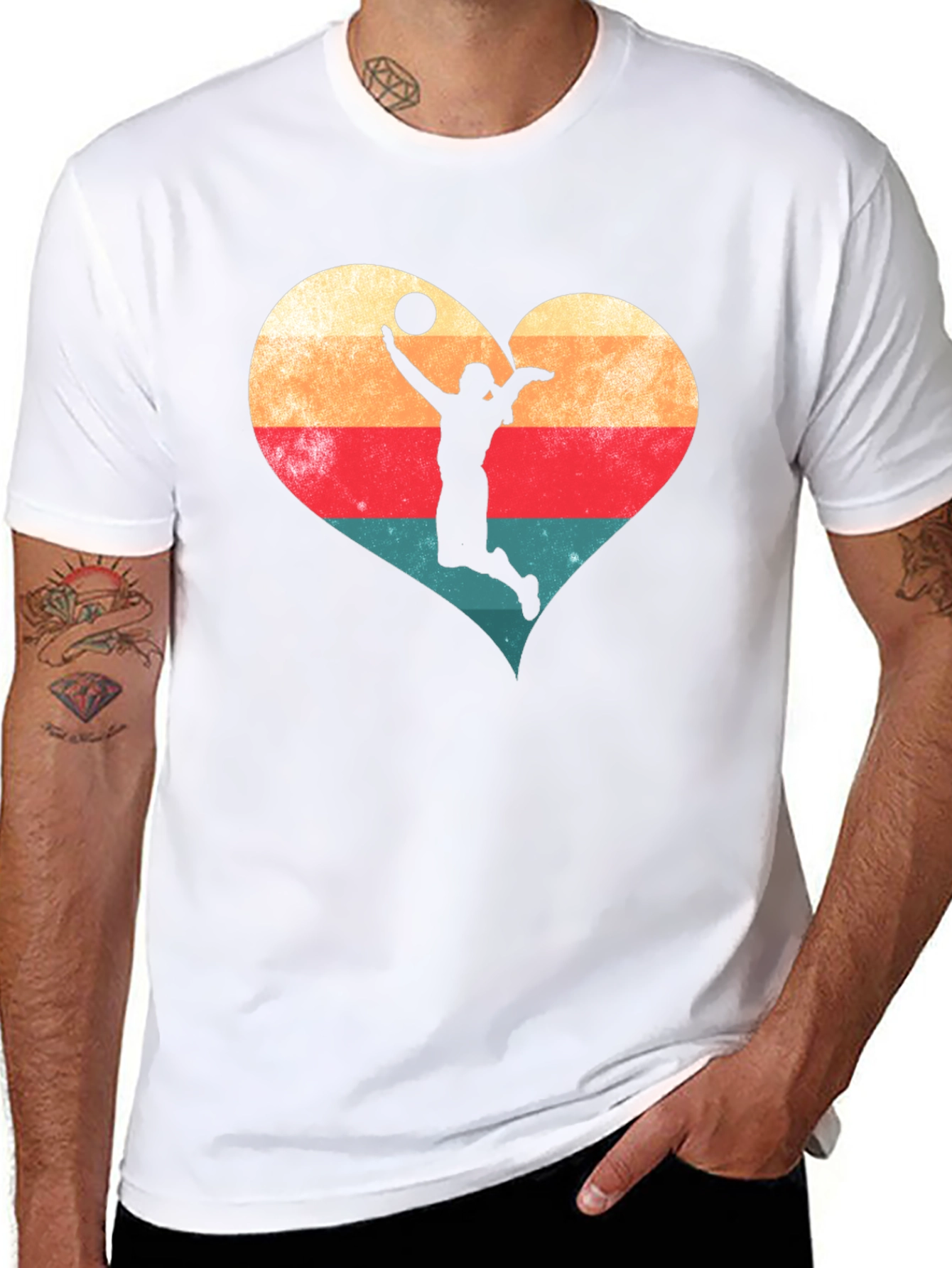 Volleyball Heart Graphic Tee - Sporty Casual
