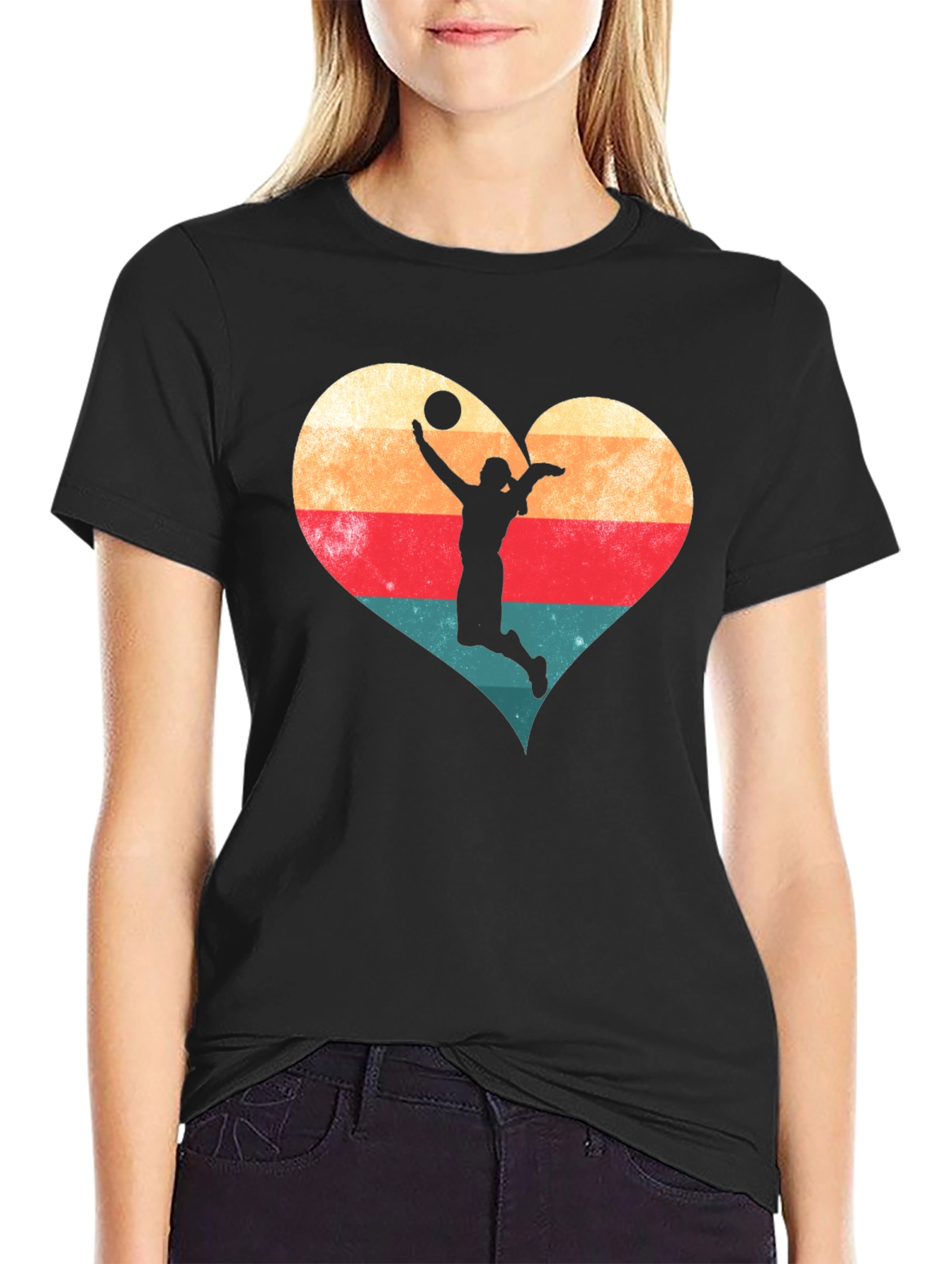 Volleyball Heart Graphic Tee - Sporty Casual