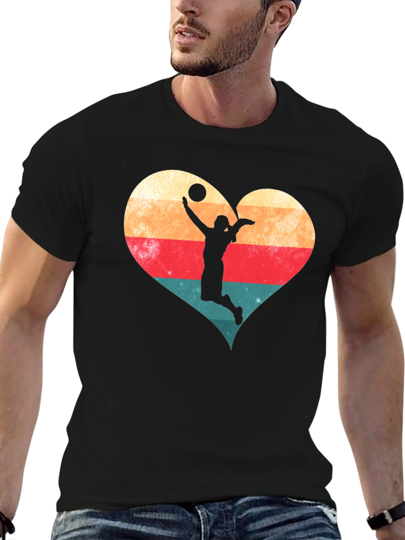 Volleyball Heart Graphic Tee - Sporty Casual
