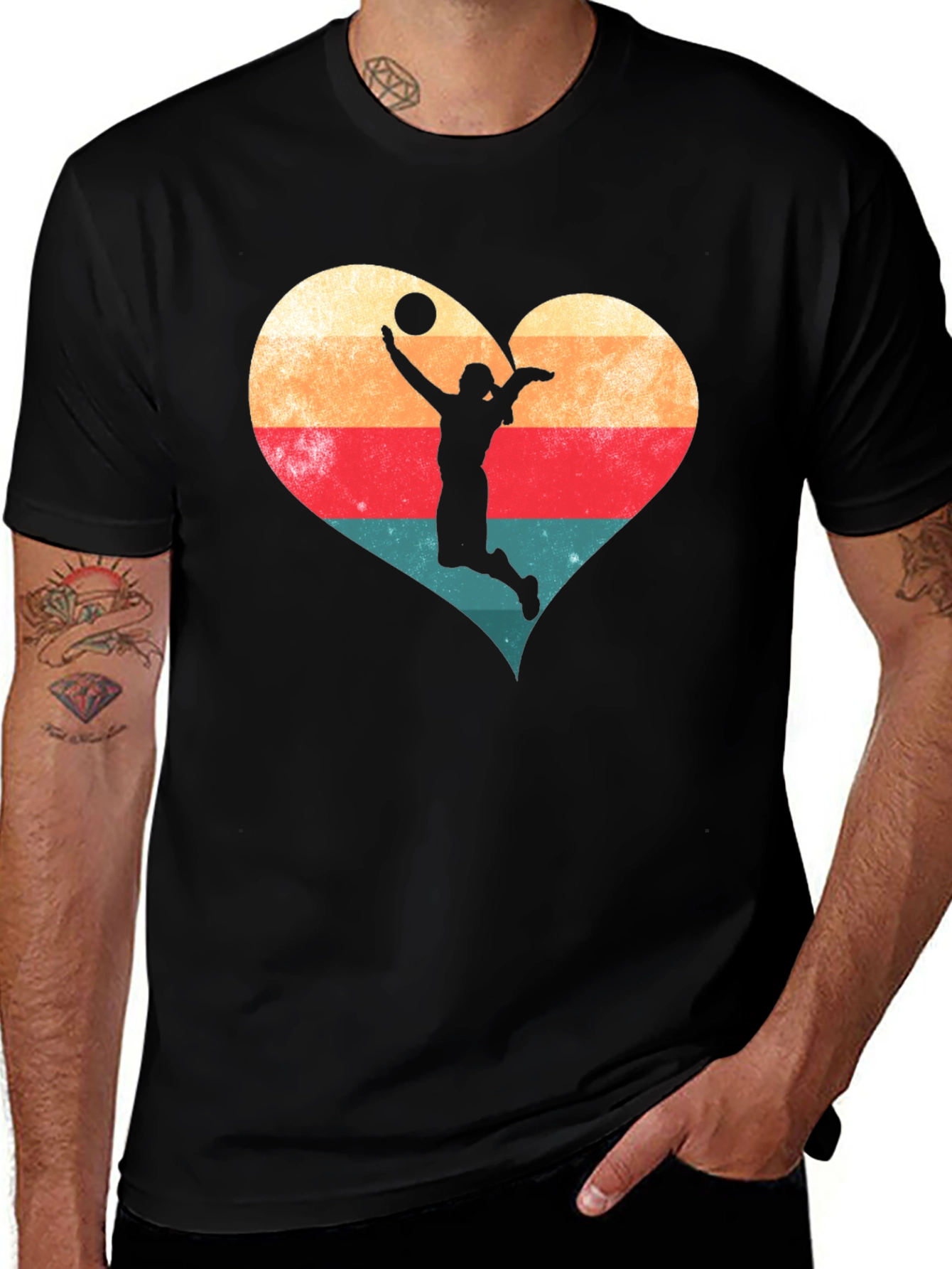 Volleyball Heart Graphic Tee - Sporty Casual