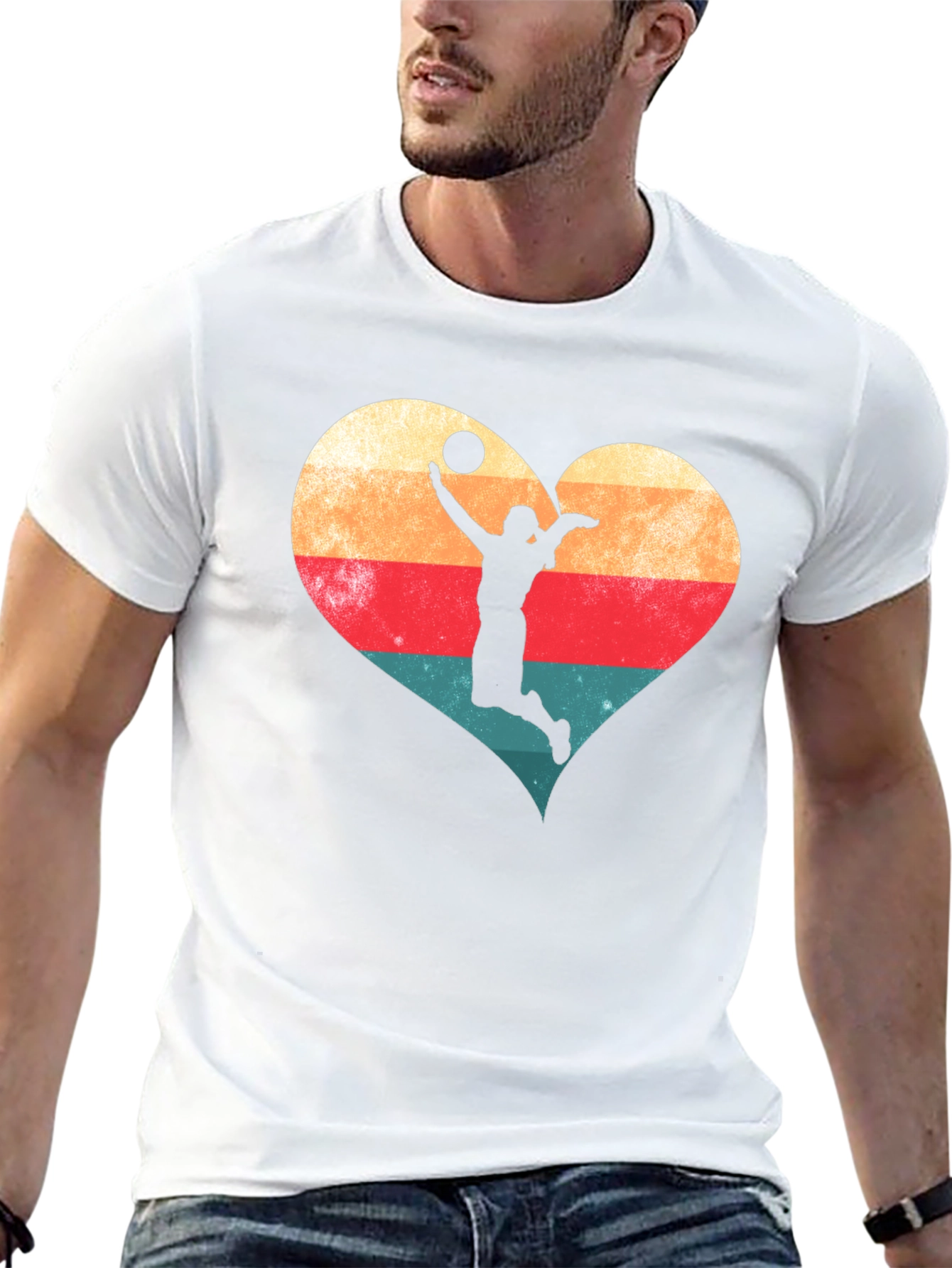Volleyball Heart Graphic Tee - Sporty Casual