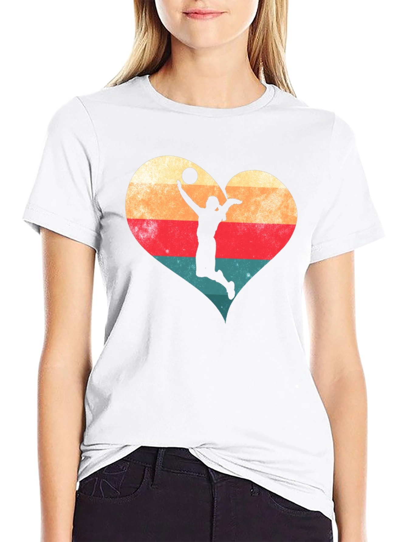 Volleyball Heart Graphic Tee - Sporty Casual