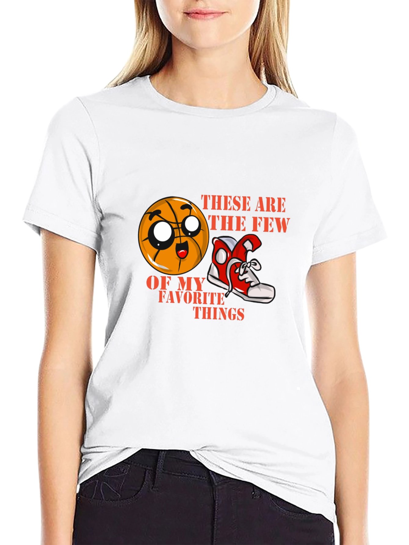 Cartoon Basketball and Sneaker Graphic Tee